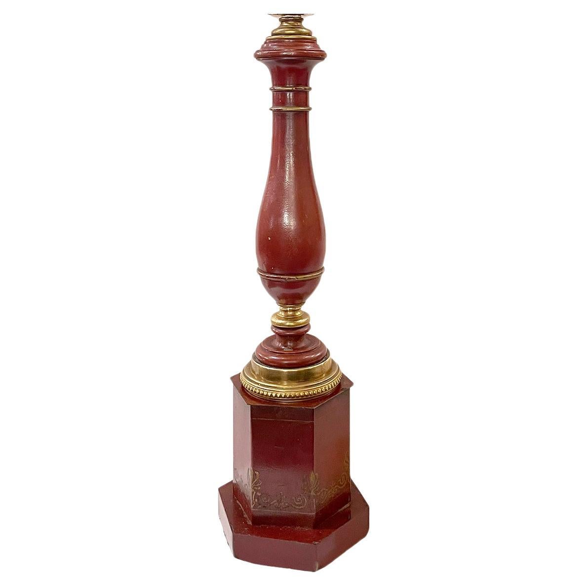French Red Tole Table Lamp
