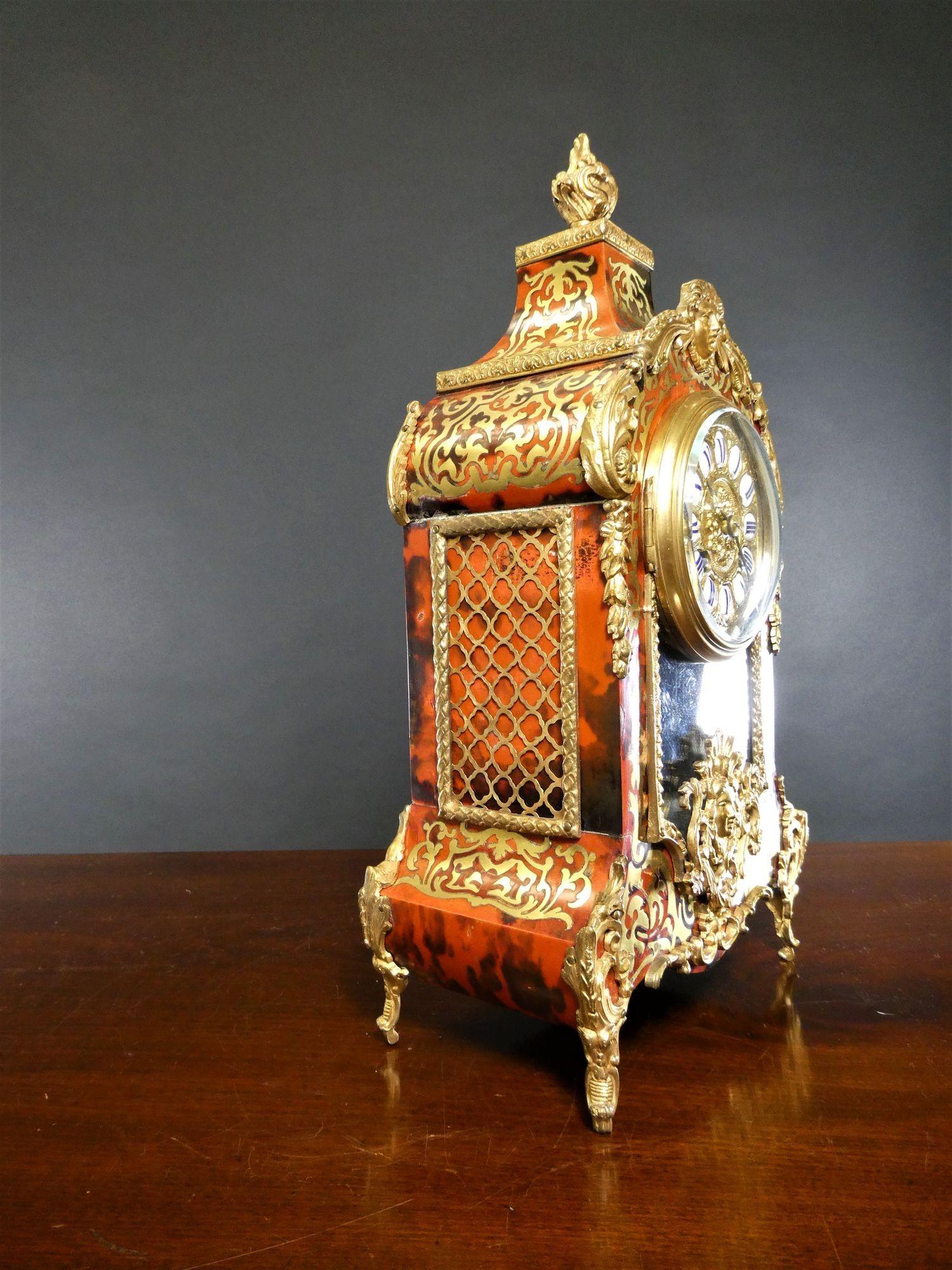 Reloj Boulle francés de carey rojo, Samuel Marti, París Victoriano en venta