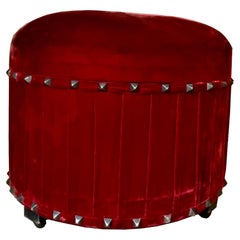 French Red Velvet Pouf, Paris circa 1910