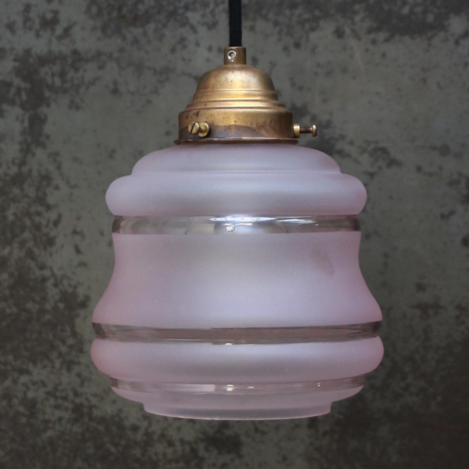 French pink coloured glass pendant lamp with brass top

Weight : 0.90 kg / 2 lb

Priced per individual item. All lamps have been made suitable by international standards for incandescent light bulbs, energy-efficient and LED bulbs. E26/E27 bulb