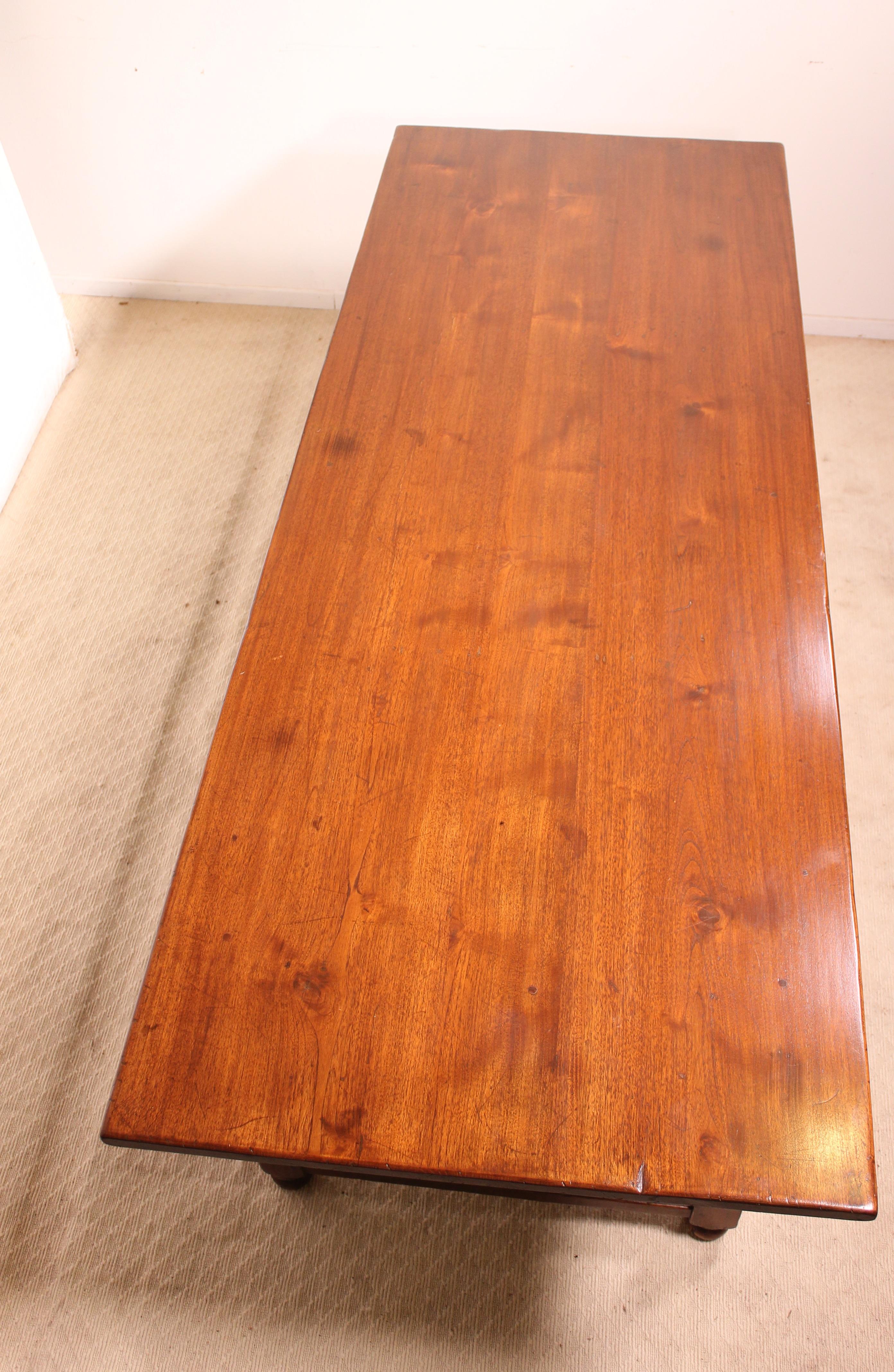 French Provincial French Refectory Table from the 19th Century with Turned Legs