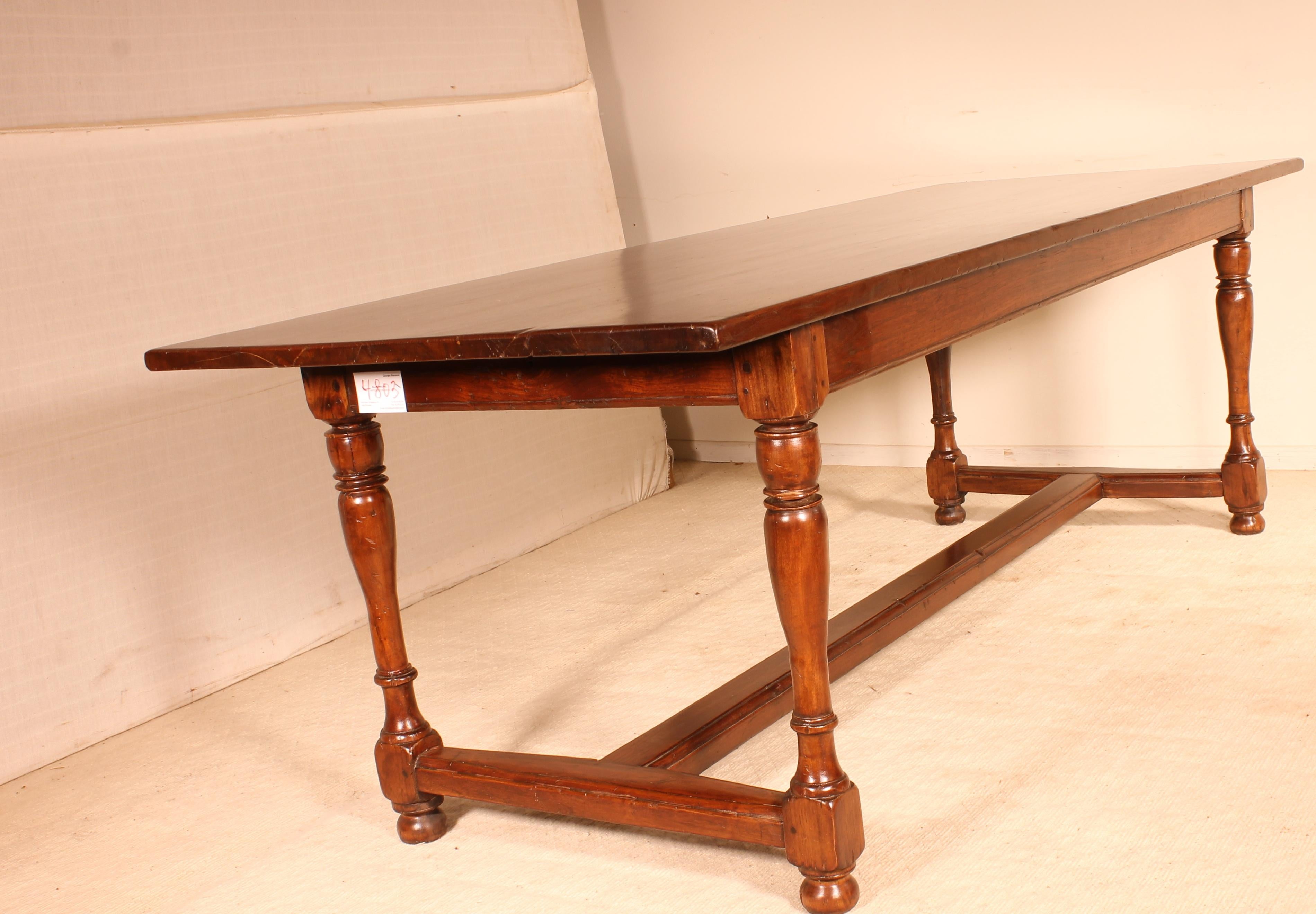 French Refectory Table from the 19th Century with Turned Legs 1