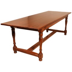 French Refectory Table from the 19th Century with Turned Legs