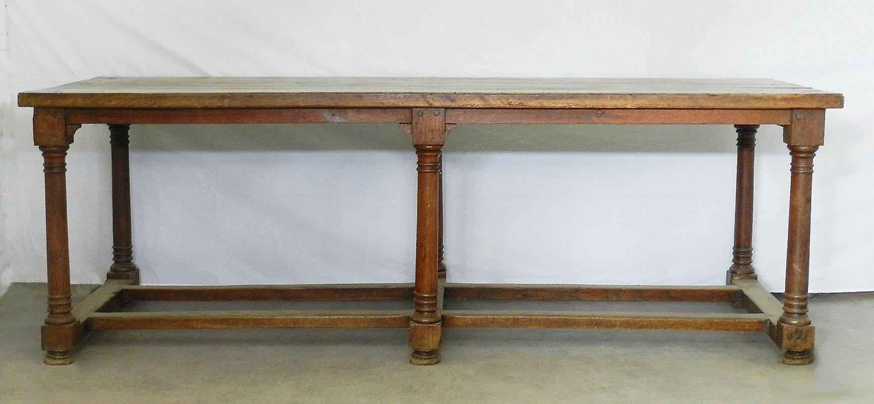 French Refectory Table Late 18th Century Provincial Oak Server Dining Table In Good Condition In Labrit, Landes