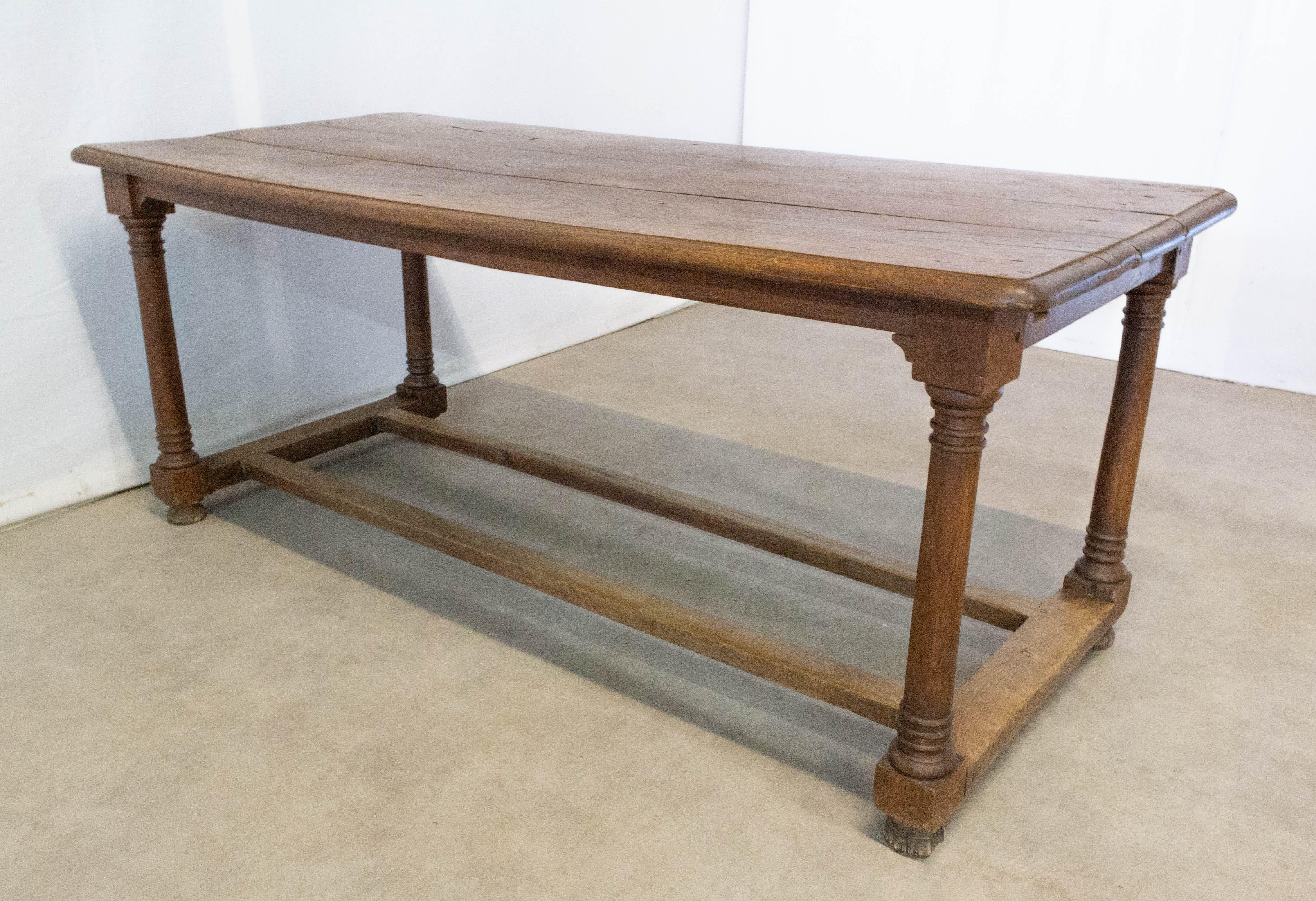 French Refectory Table Late 18th Century Provincial Oak Server Dining Table In Good Condition In Labrit, Landes