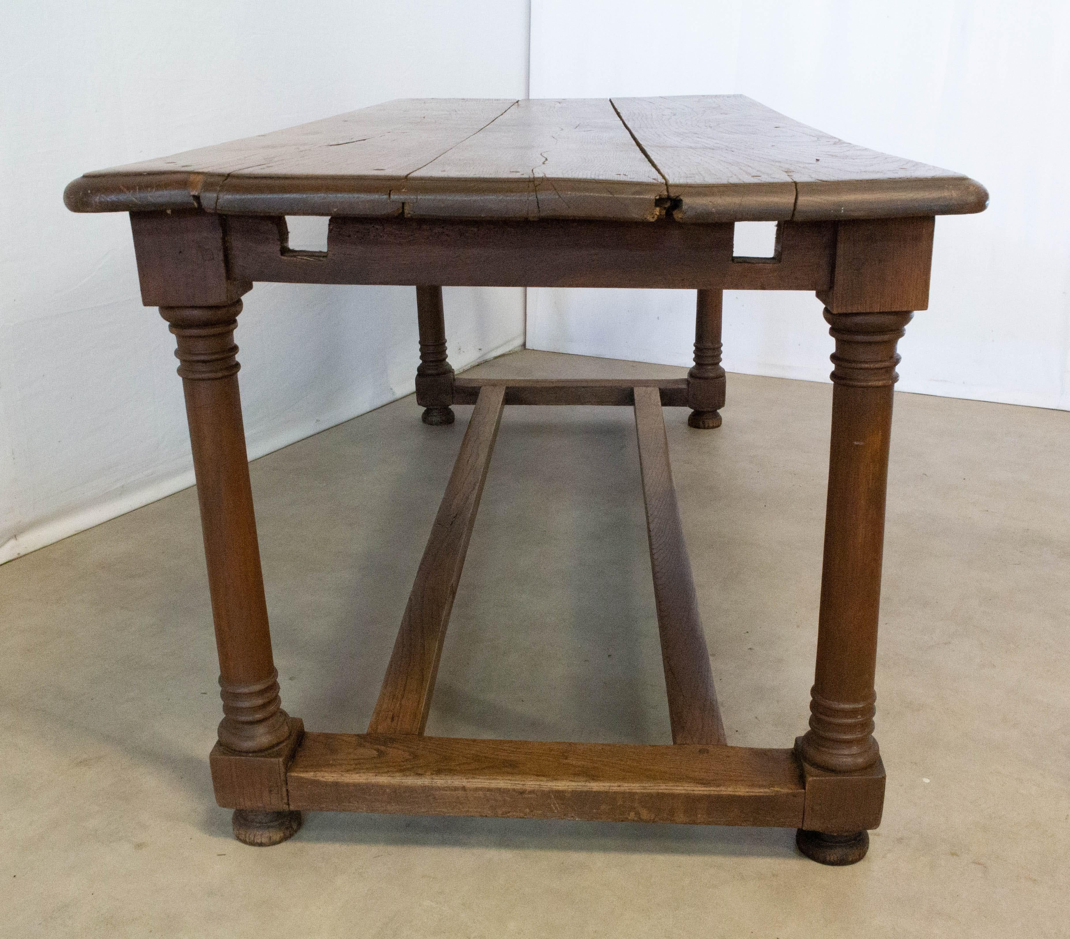 French Refectory Table Late 18th Century Provincial Oak Server Dining Table 1