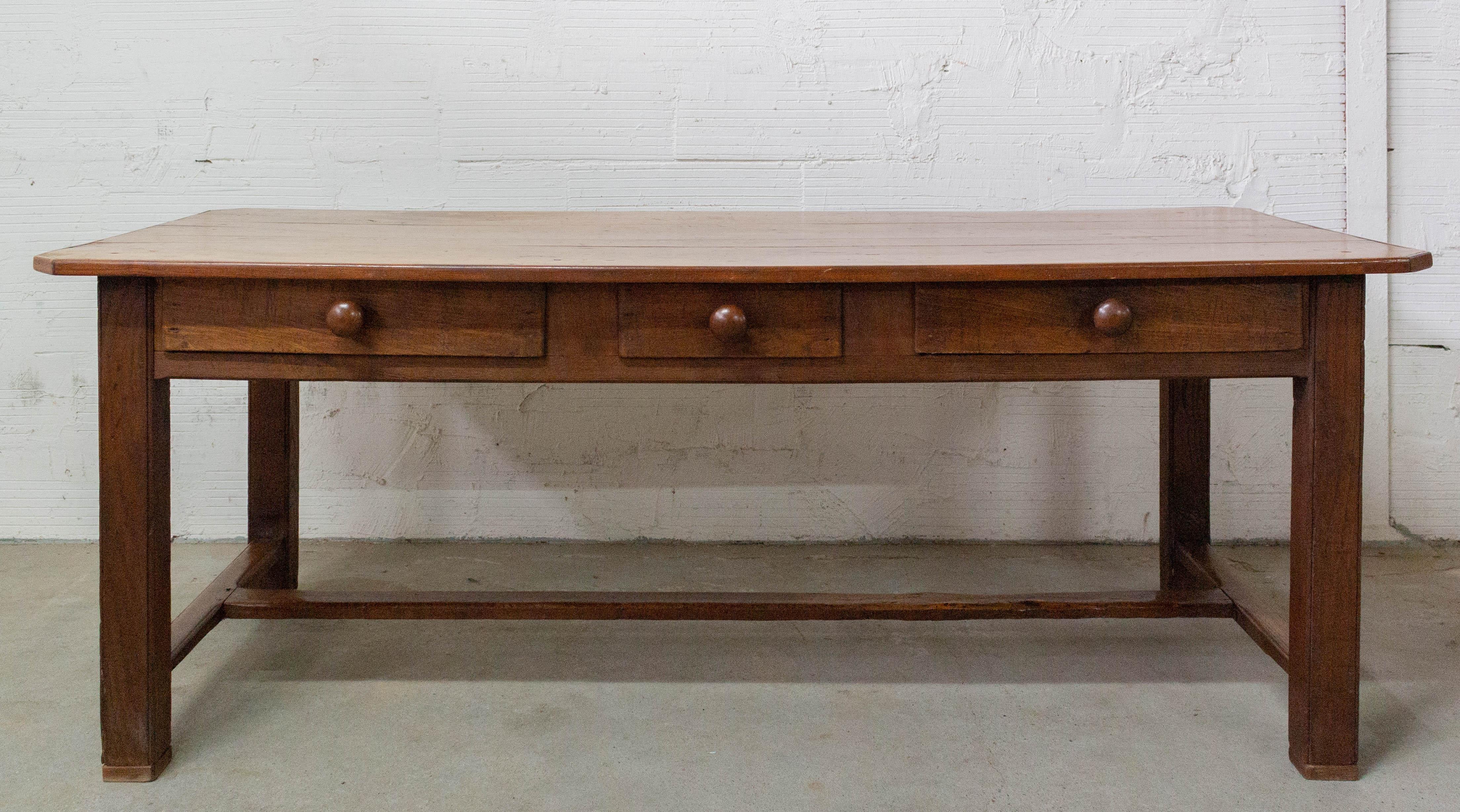 French Provincial French Refectory Table Provincial Oak and Poplar Server Dining Table Late 19th C