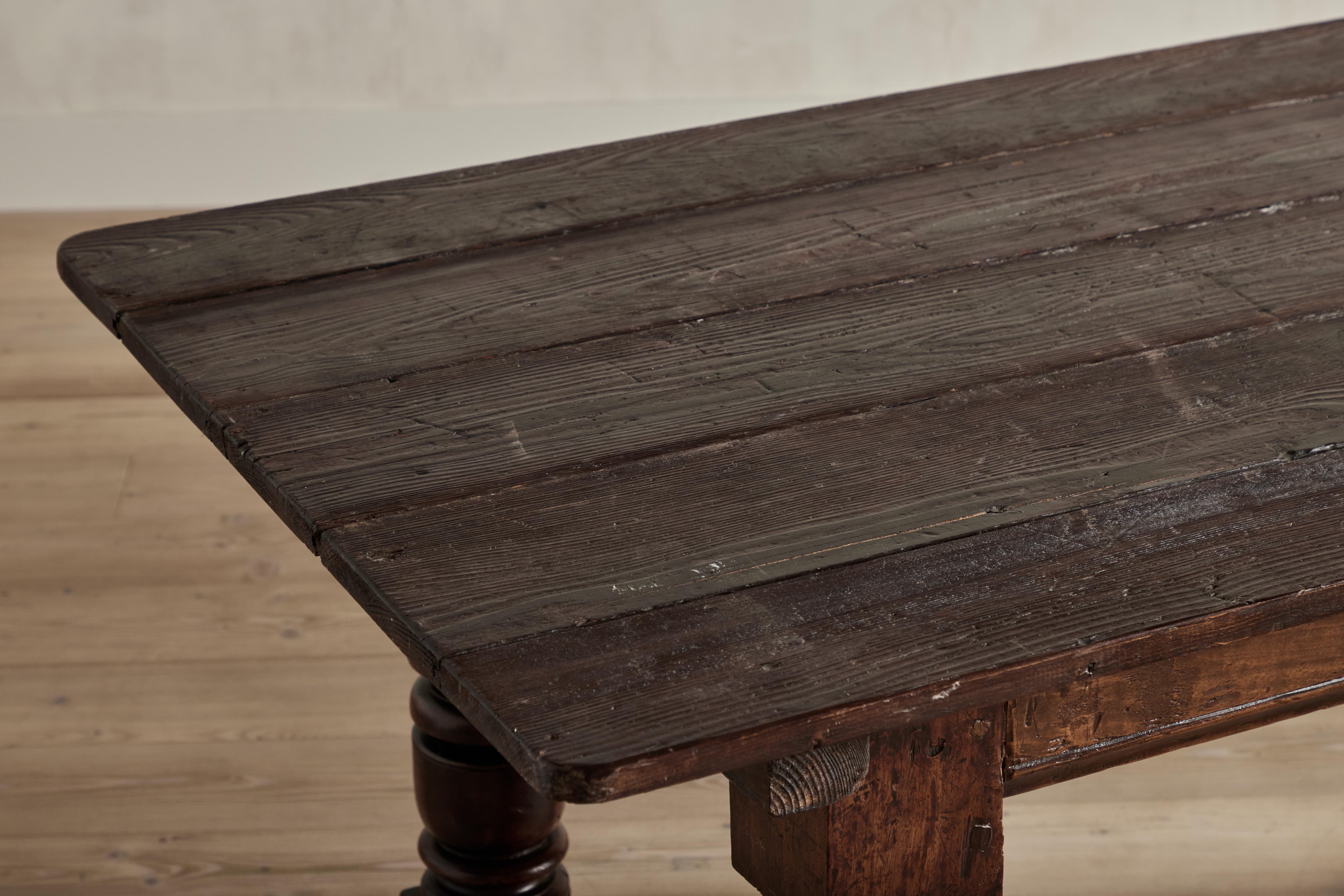 19th Century French Refectory Turned Leg Dining Table