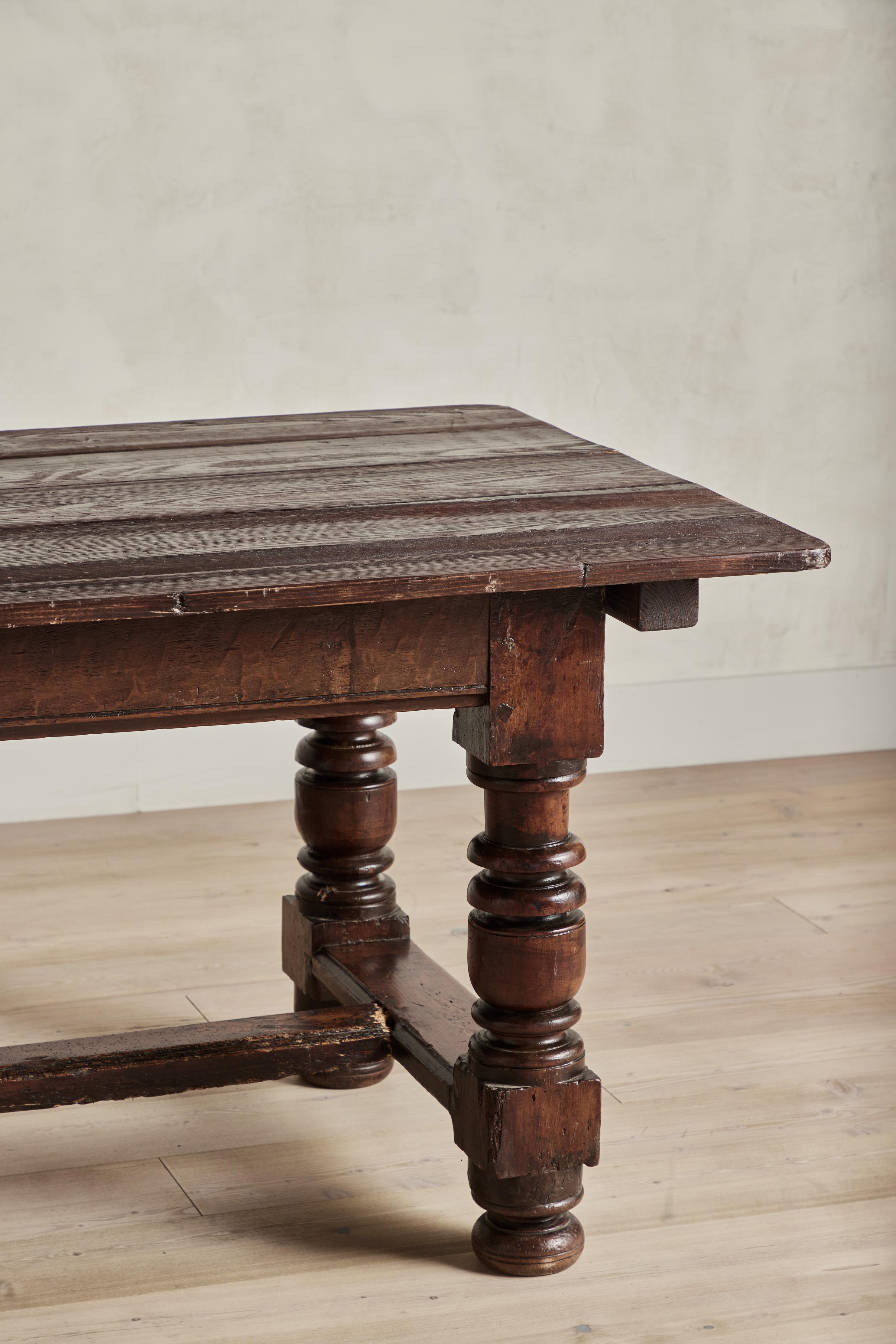 French Refectory Turned Leg Dining Table 1