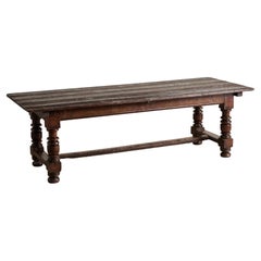 French Refectory Turned Leg Dining Table