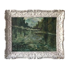 French Reflective Landscape with Ornate Frame