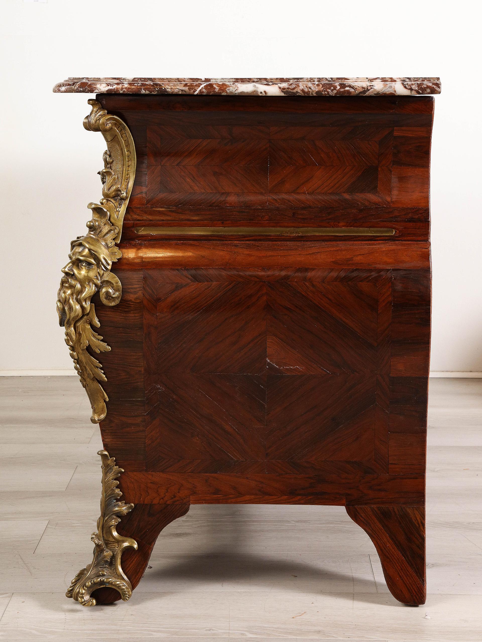 Veneer French Régence Bronze Mounted Rosewood Commode For Sale