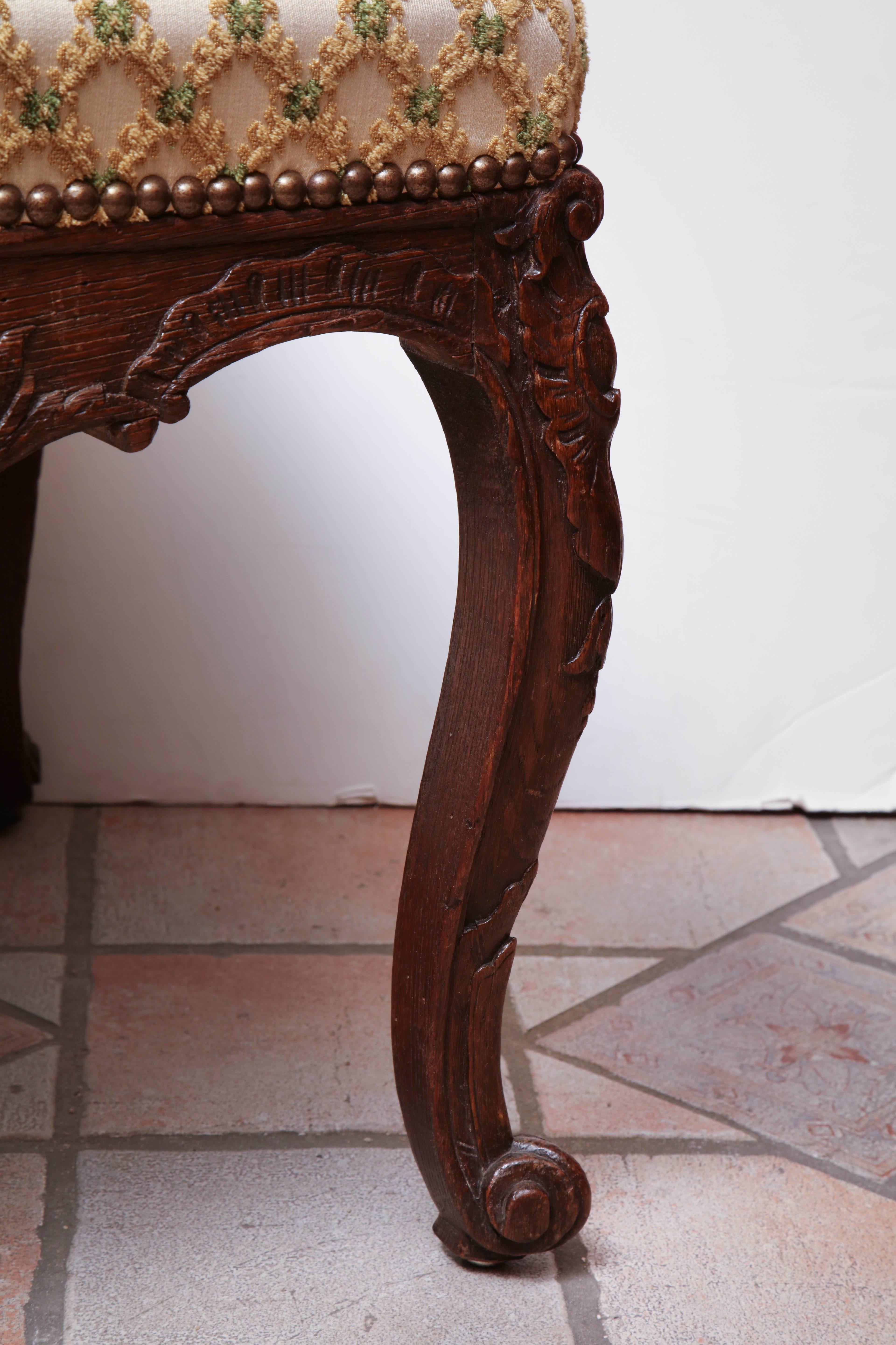 Wood French Regence Carved Stool For Sale