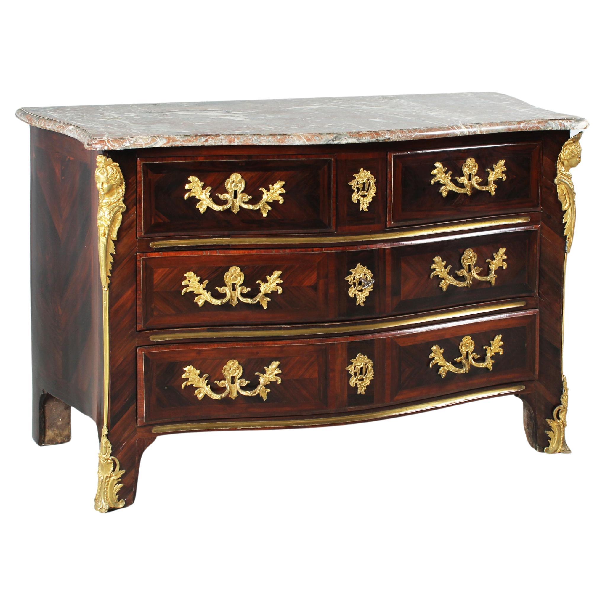 French Regence Chest of Drawers with Ormolu Fittings, Early 18th Century For Sale