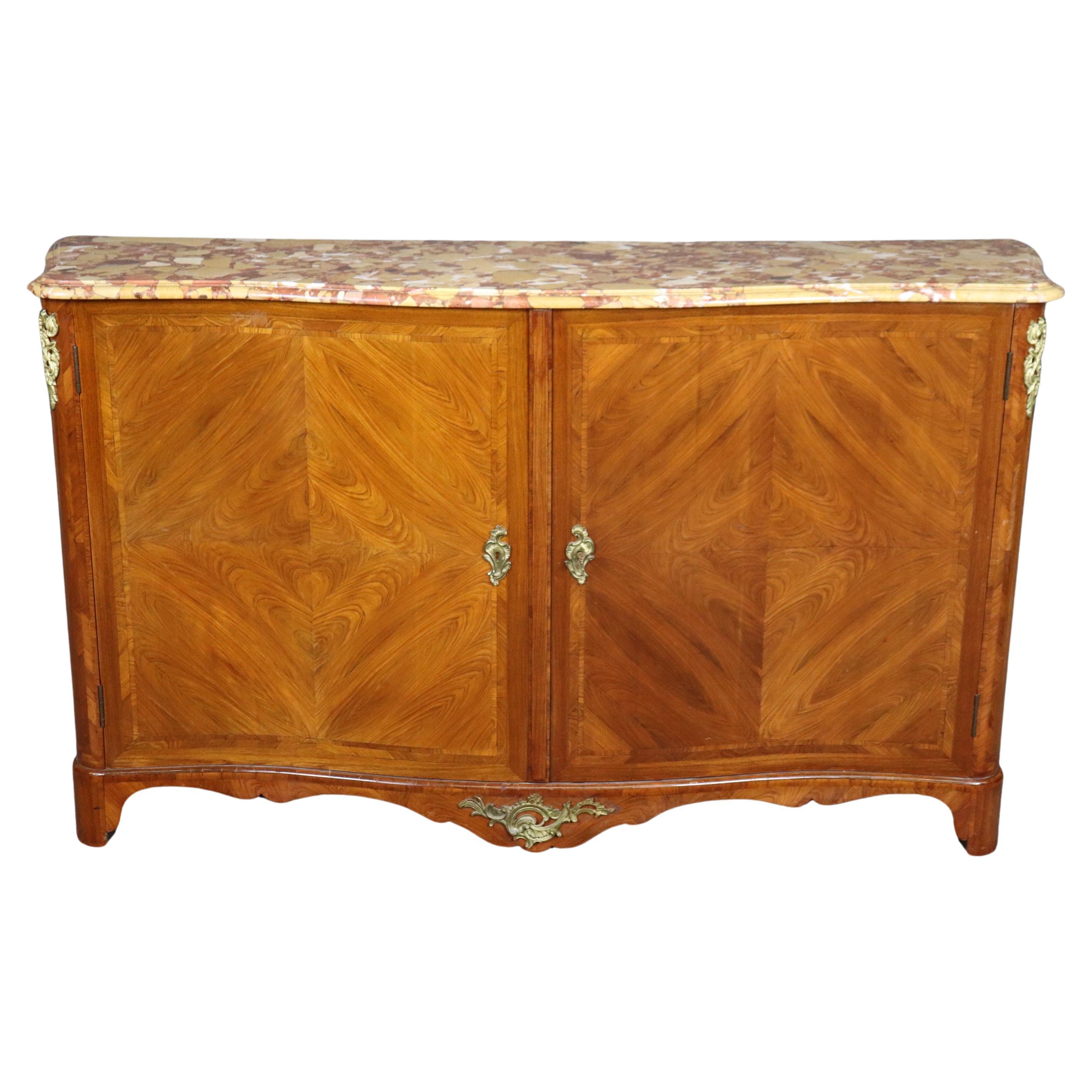 French Regence Louis XV Style Marble Top Bronze Mounted Sideboard