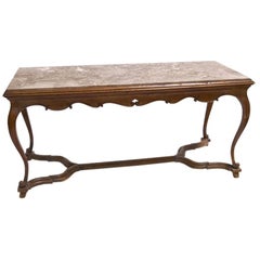 French Regence Oak Center Table with Marble Top