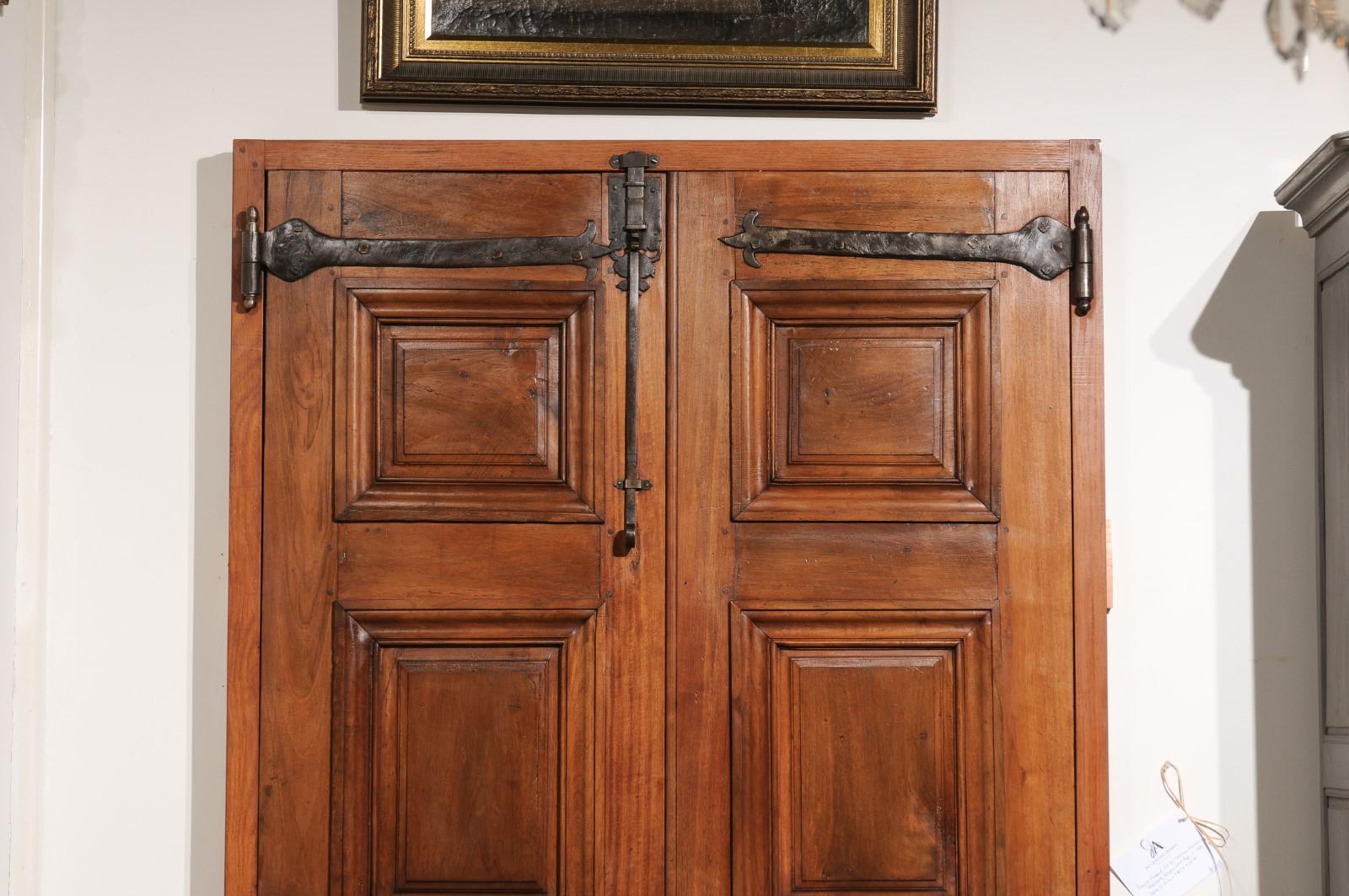 French Régence Period 1730s Walnut Communication Doors with Iron Hardware 4