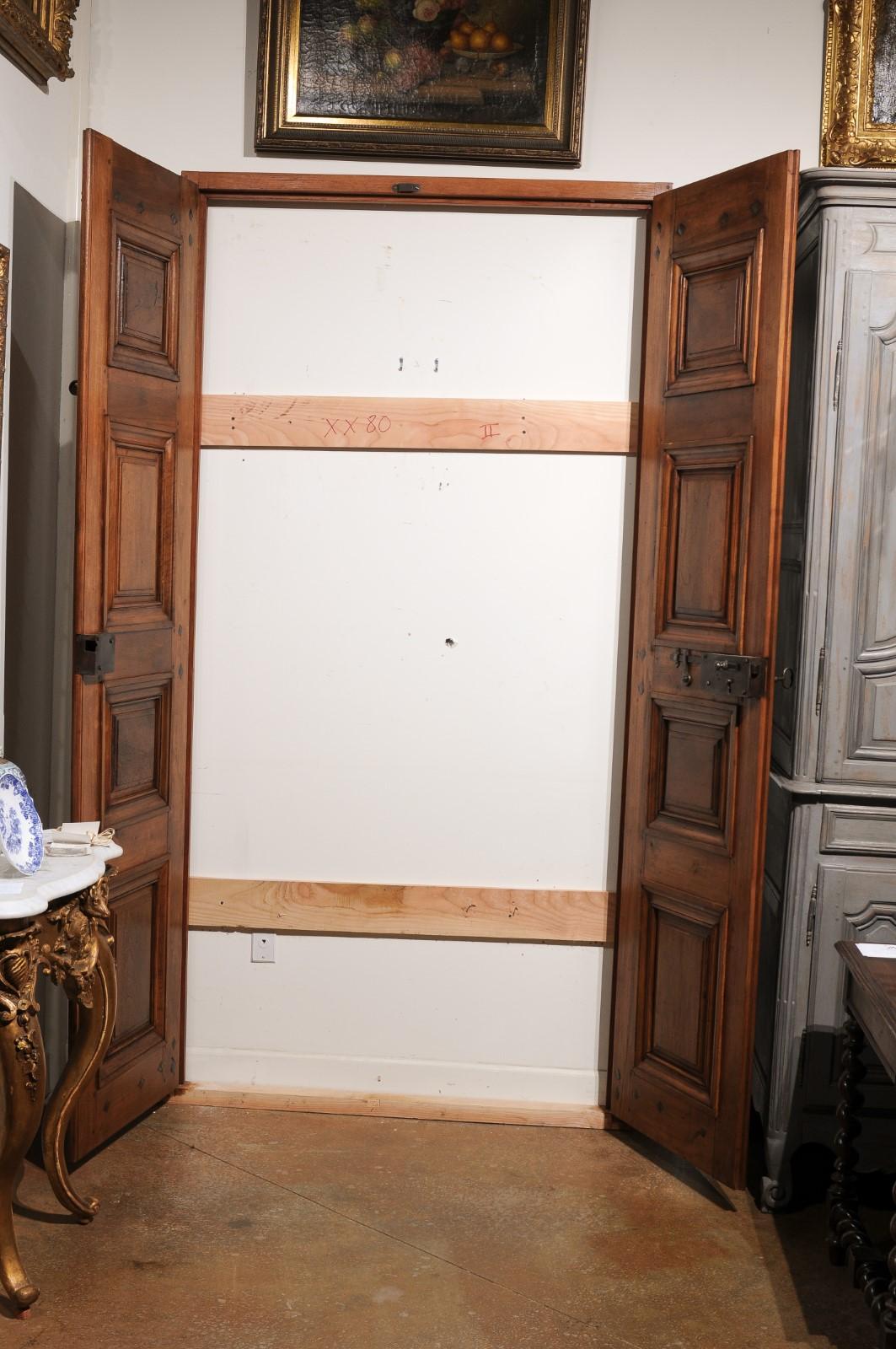 French Régence Period 1730s Walnut Communication Doors with Iron Hardware 5