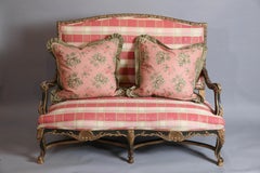French Regence Period Black and Gilt  Carved Settee