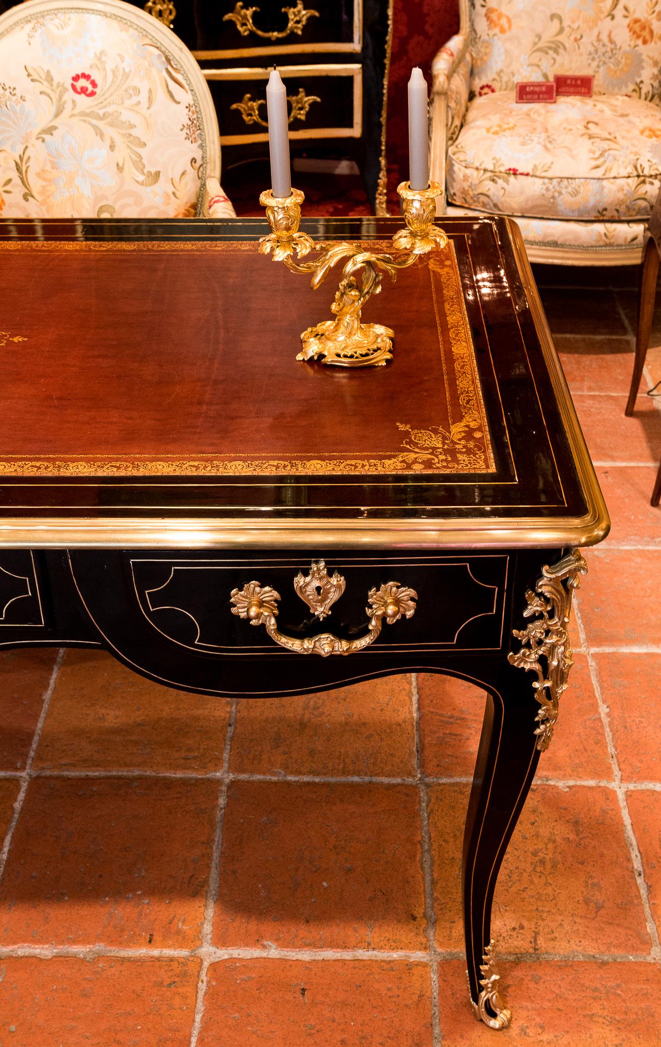 French Regence Period, Black-Lacquered Flat Desk, circa 1715-1723 1
