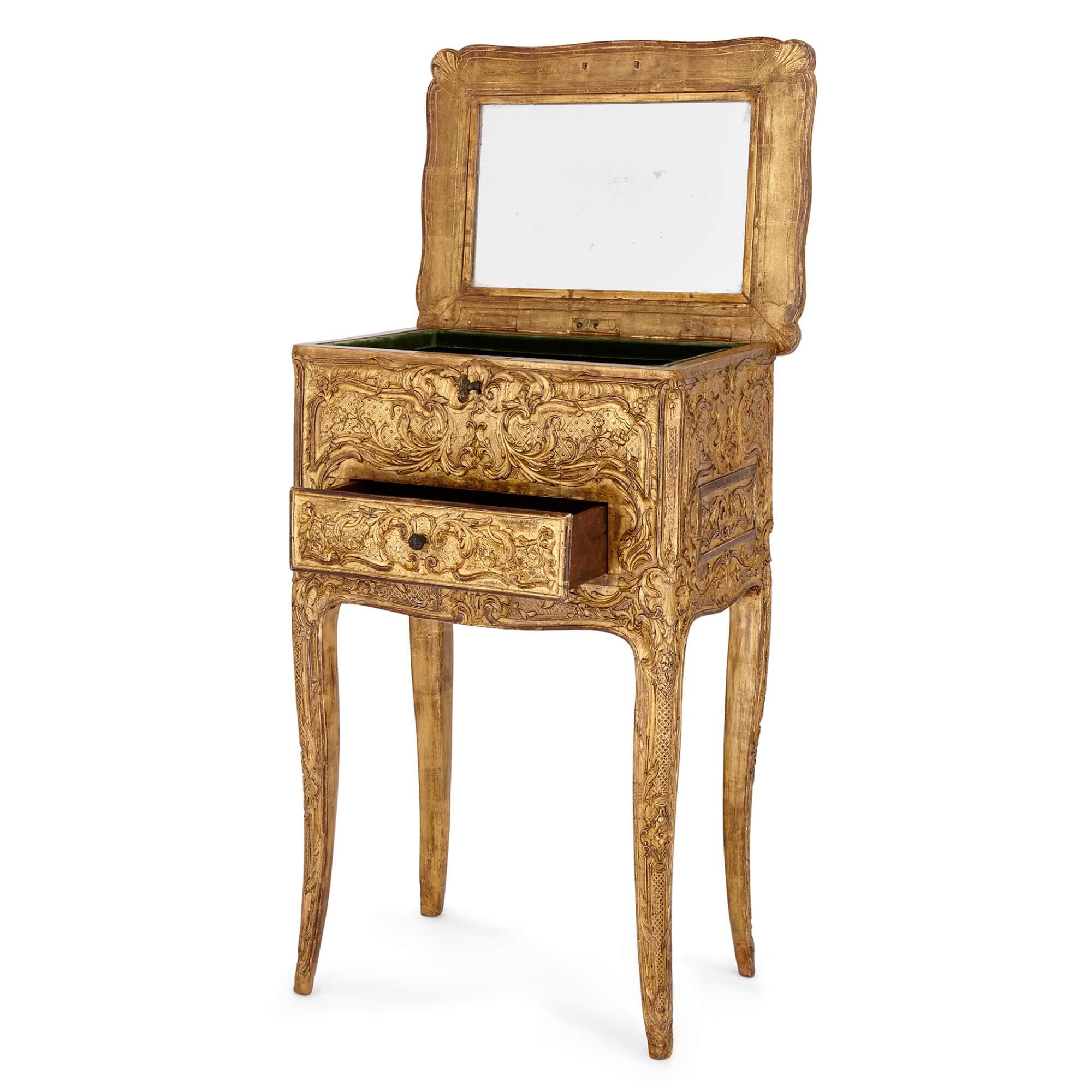 Regency French Régence Period Carved Giltwood Table with Mirror, Early 18th Century For Sale