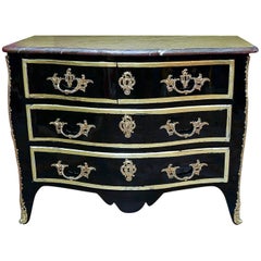 French Regence Period Serpentine Black Lacquered Commode, circa 1720-1730