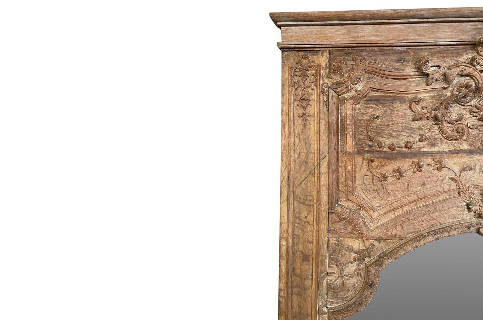 Oak French Regence Period Trumeau For Sale