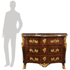 French Regence Period Tulipwood, Kingwood, Ormolu & marble commode, circa 1720