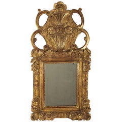 French Regence Provencal Period, Small Giltwood Top-Front Mirror, circa 1720