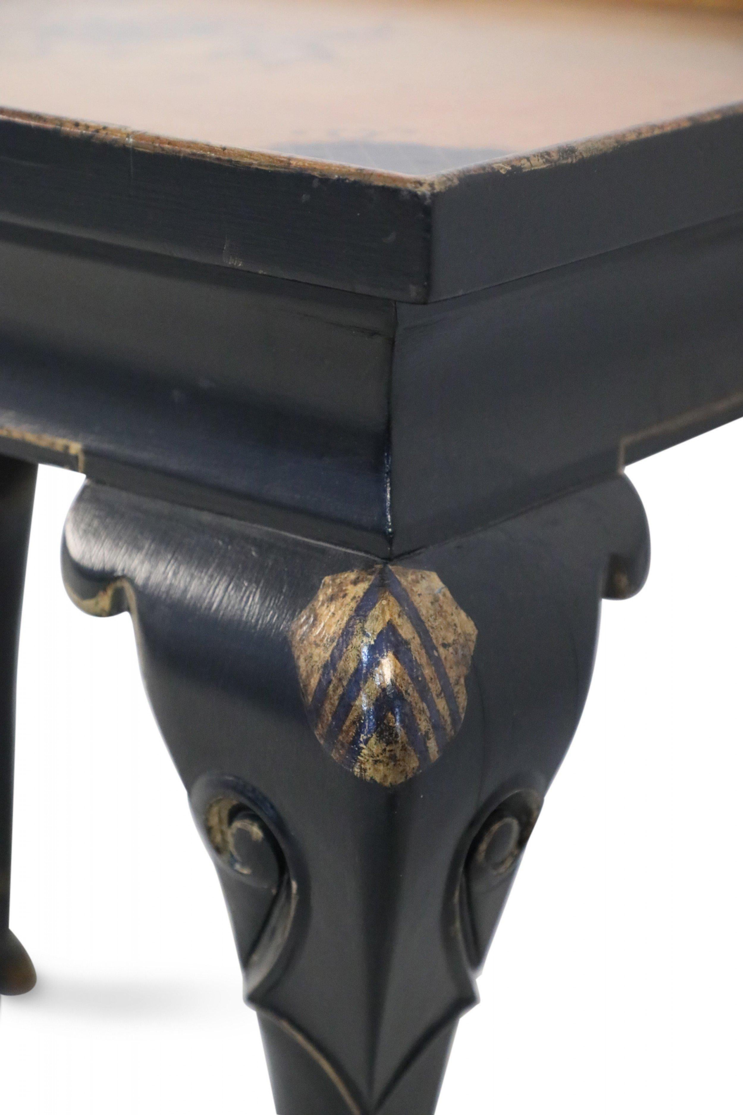 French Regence Style Black and Gold Painted End Table For Sale 4