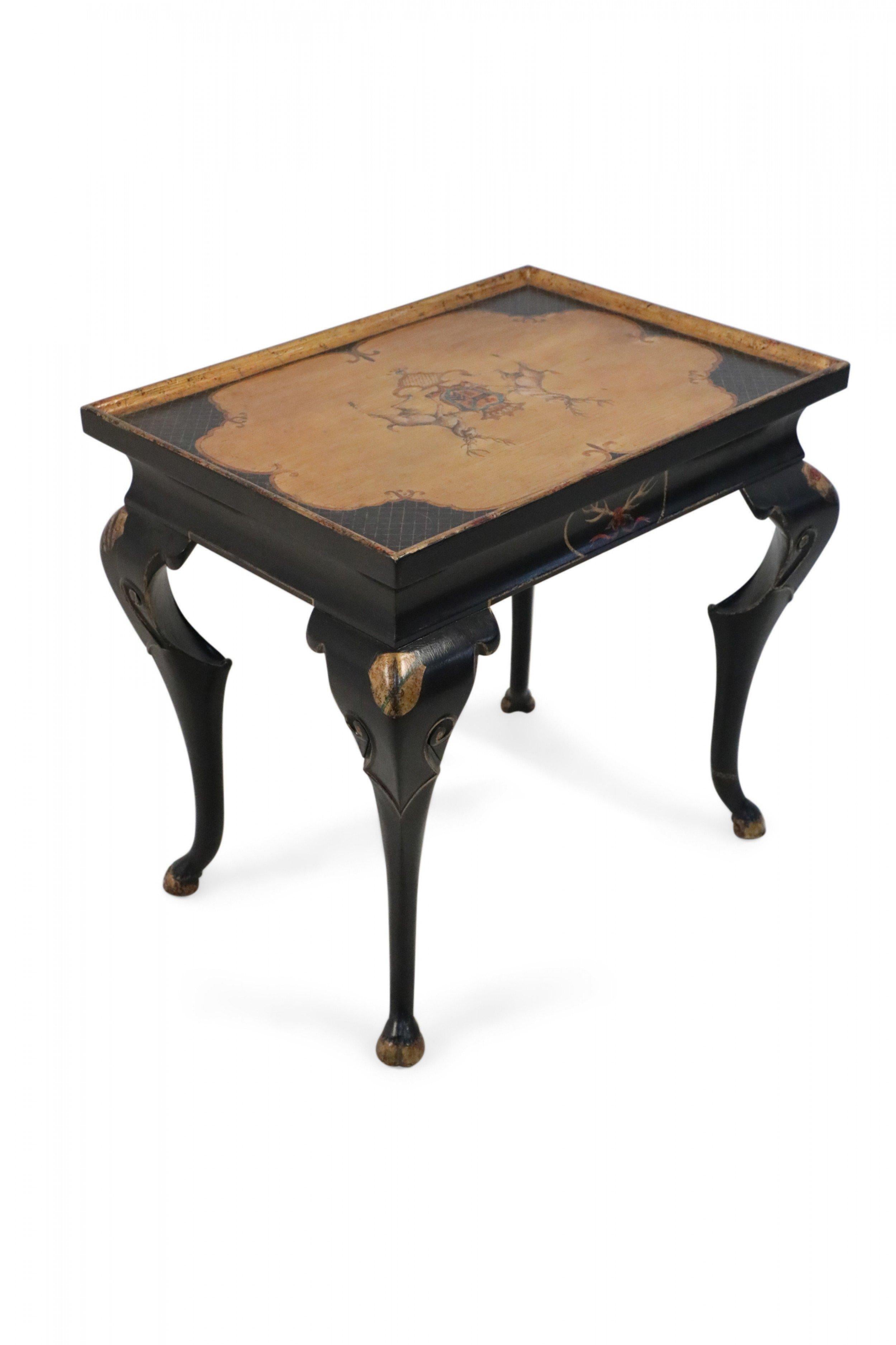 Regency French Regence Style Black and Gold Painted End Table For Sale