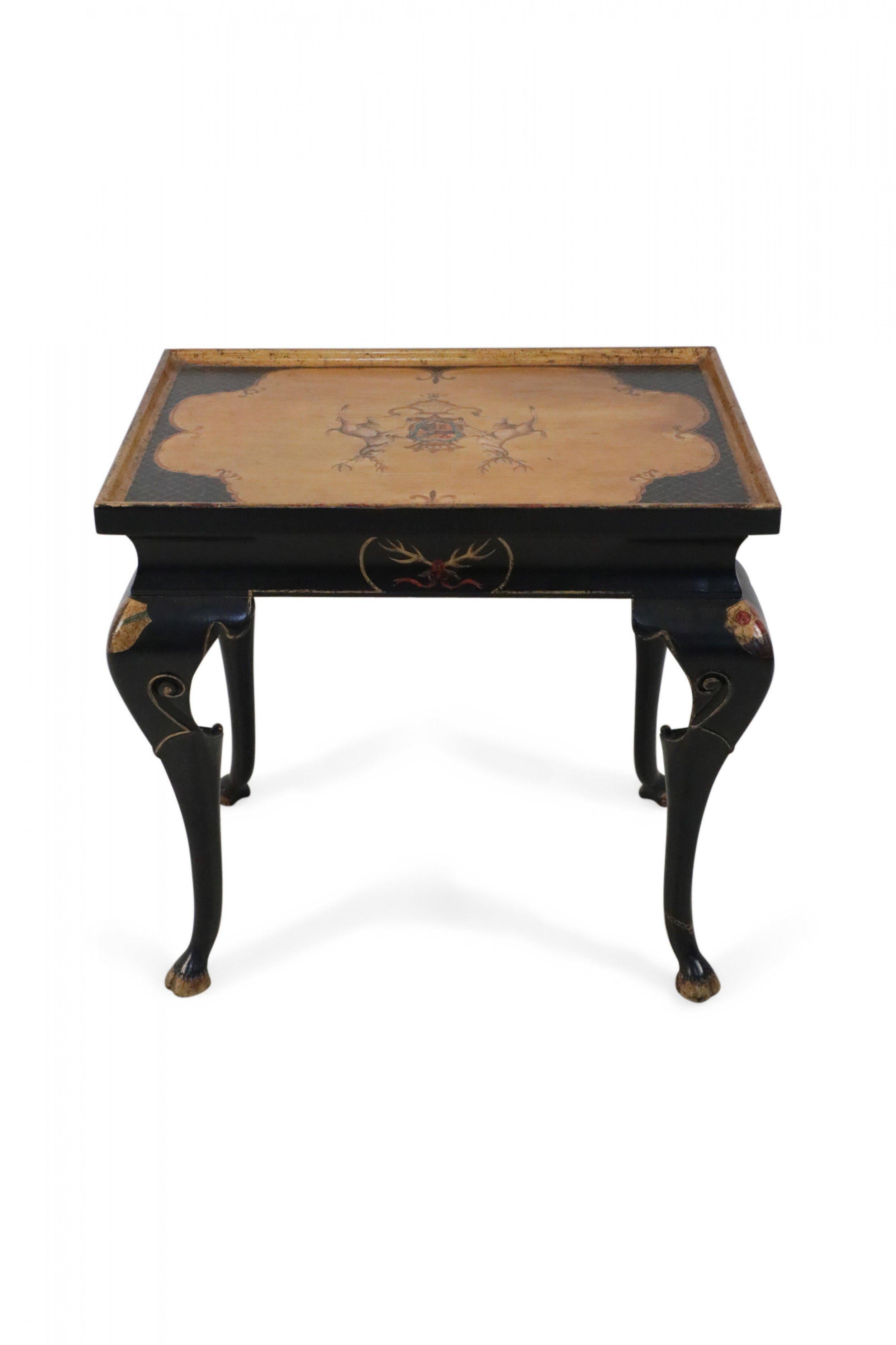 French Regence Style Black and Gold Painted End Table In Good Condition For Sale In New York, NY
