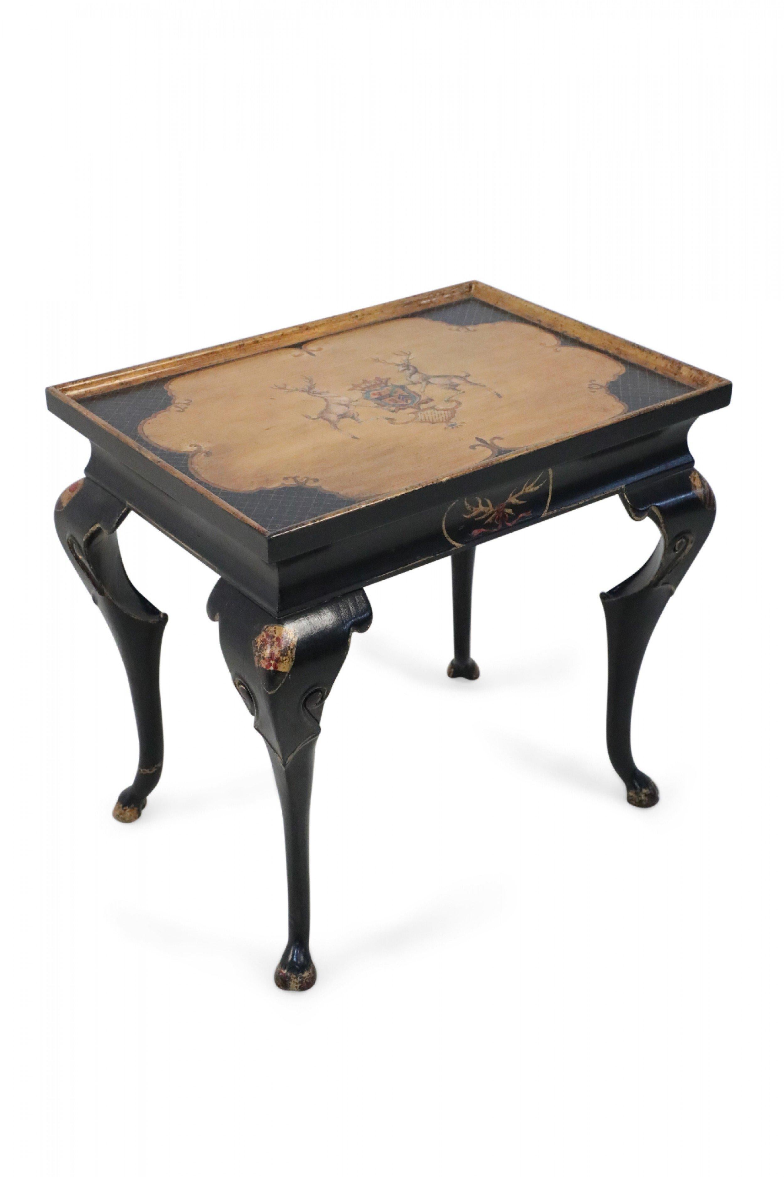 French Regence Style Black and Gold Painted End Table For Sale 1