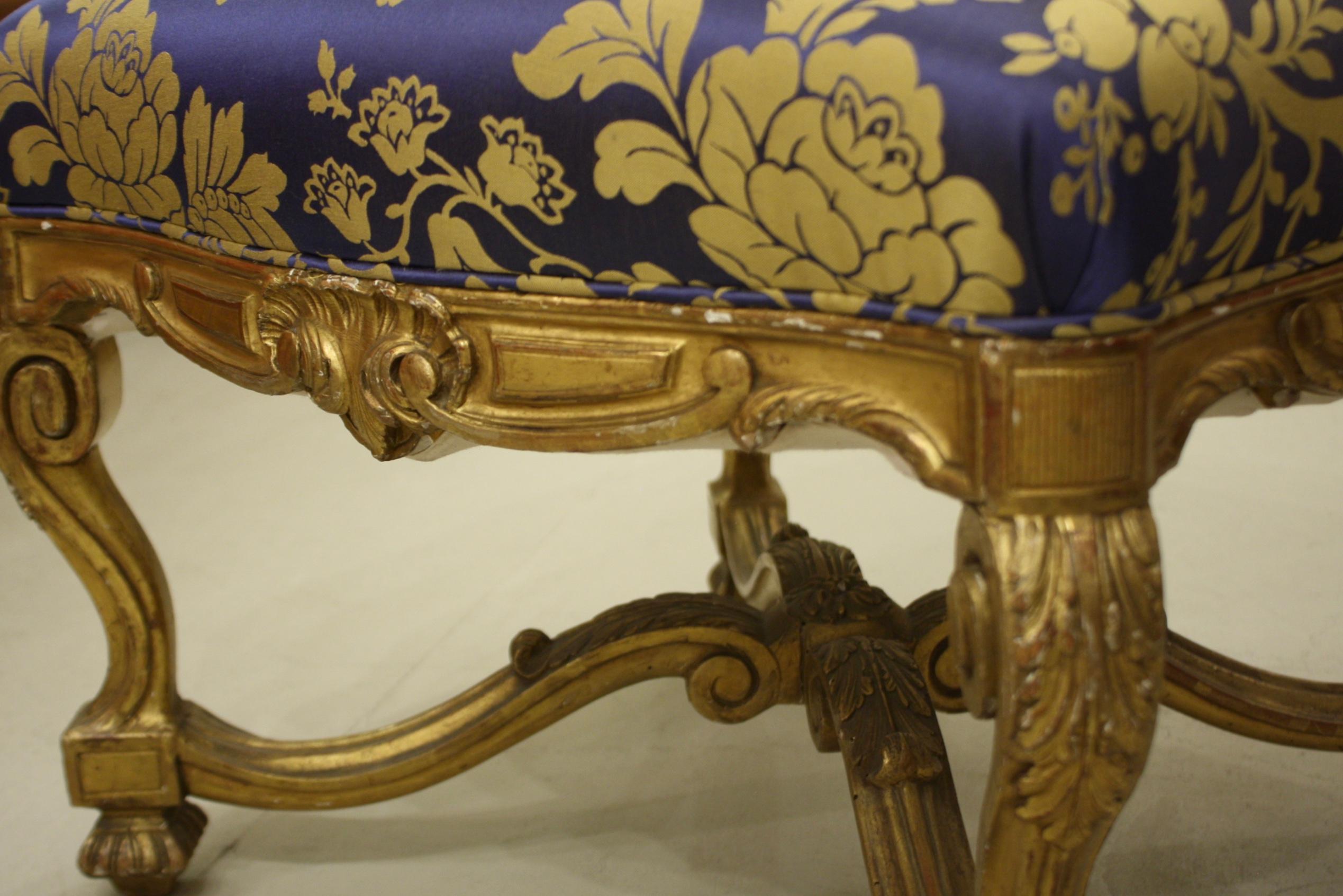 French Regence Style Carved Giltwood Stool, Tabouret or Ottoman 4