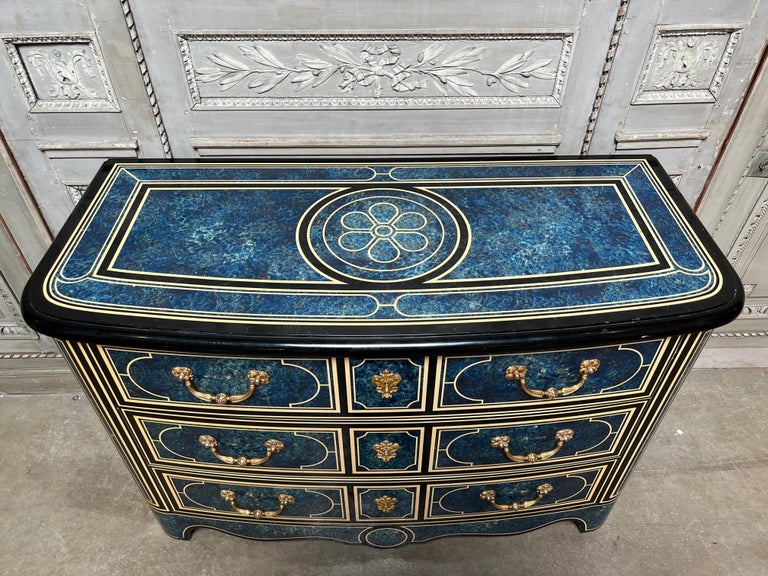 French Regence Style Commode with a Blue, White and Black Lacquered ...