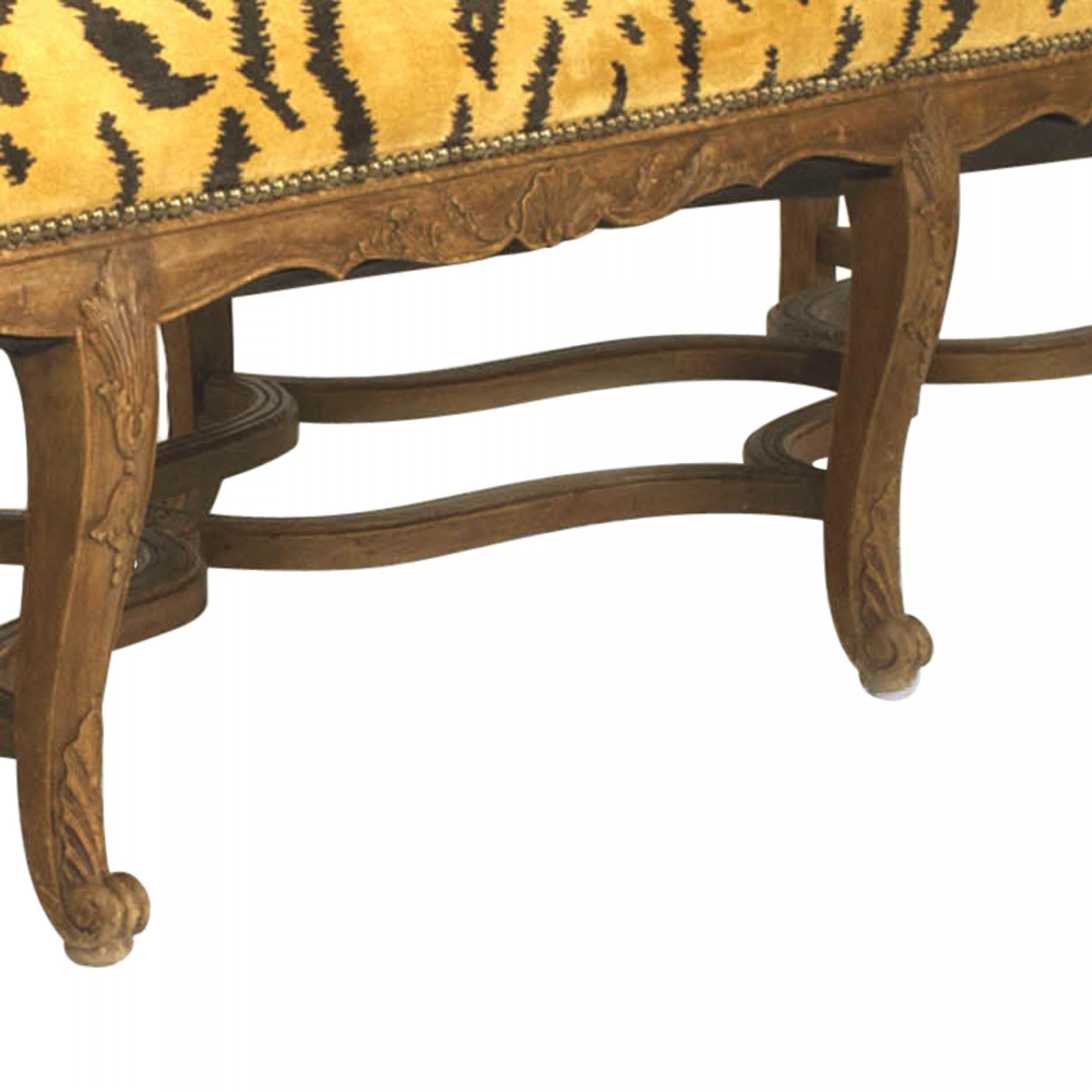 French Regence Style Faux Tiger Bench For Sale at 1stDibs