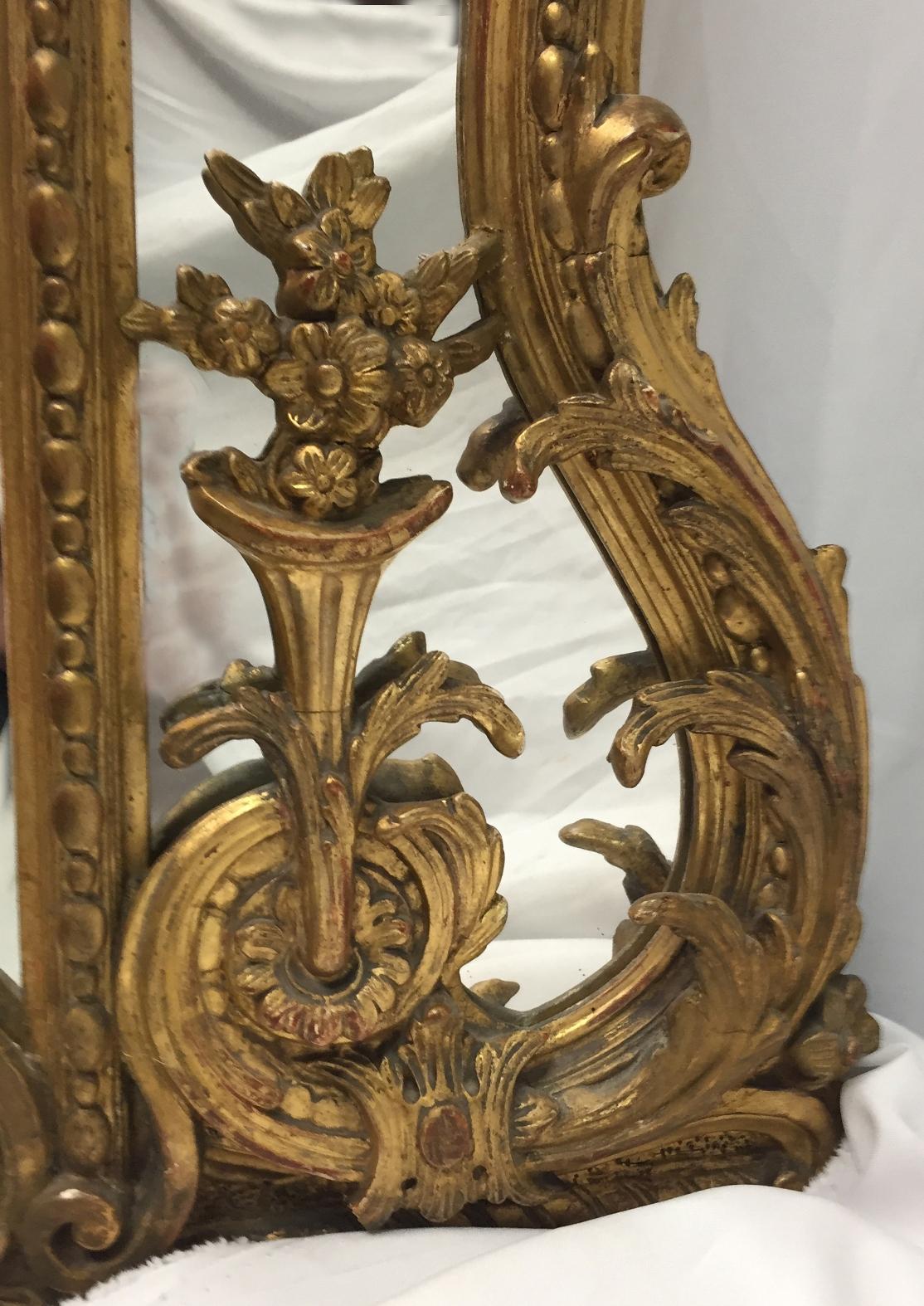 French Regence Style Gilded Figural Mirror, 19th Century For Sale 4