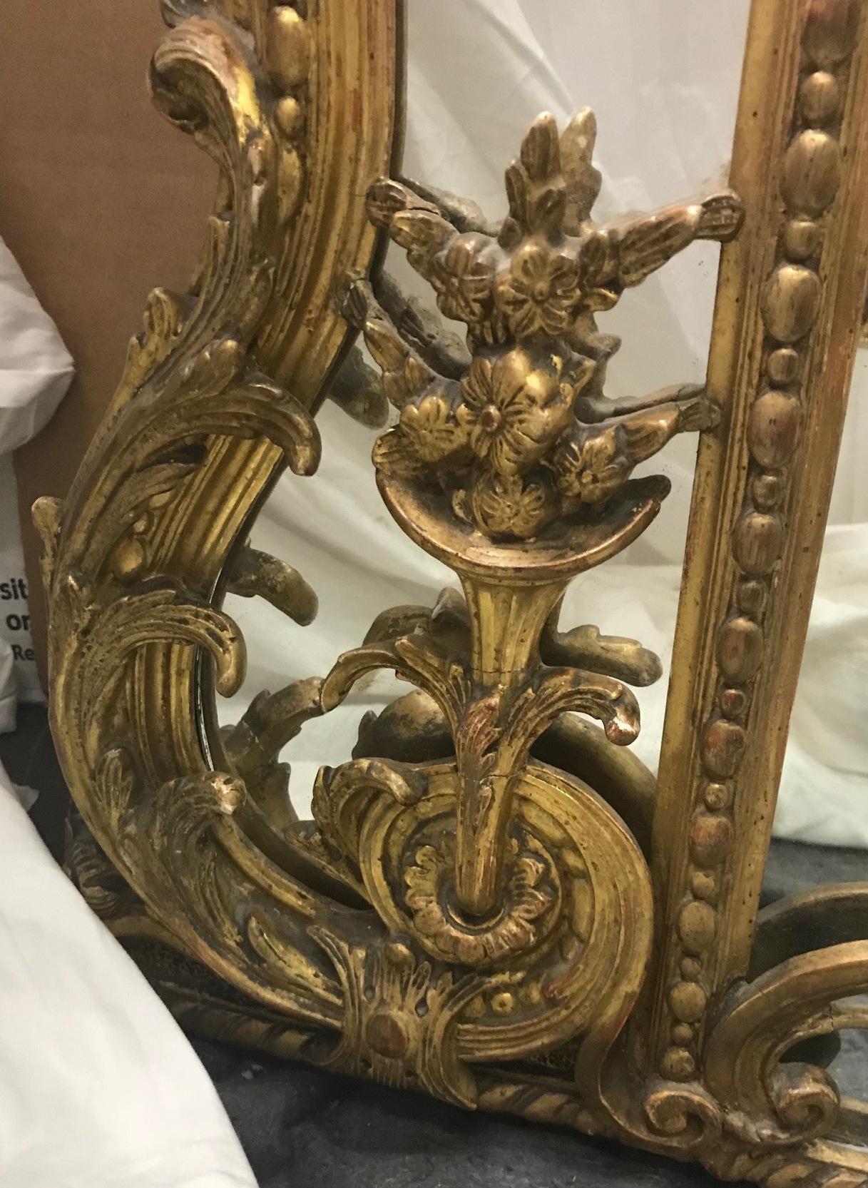 French Regence Style Gilded Figural Mirror, 19th Century For Sale 1