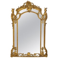 French Regence Style Gilded Figural Mirror, 19th Century