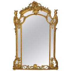 Antique French Regence Style Gilded Figural Mirror, 19th Century