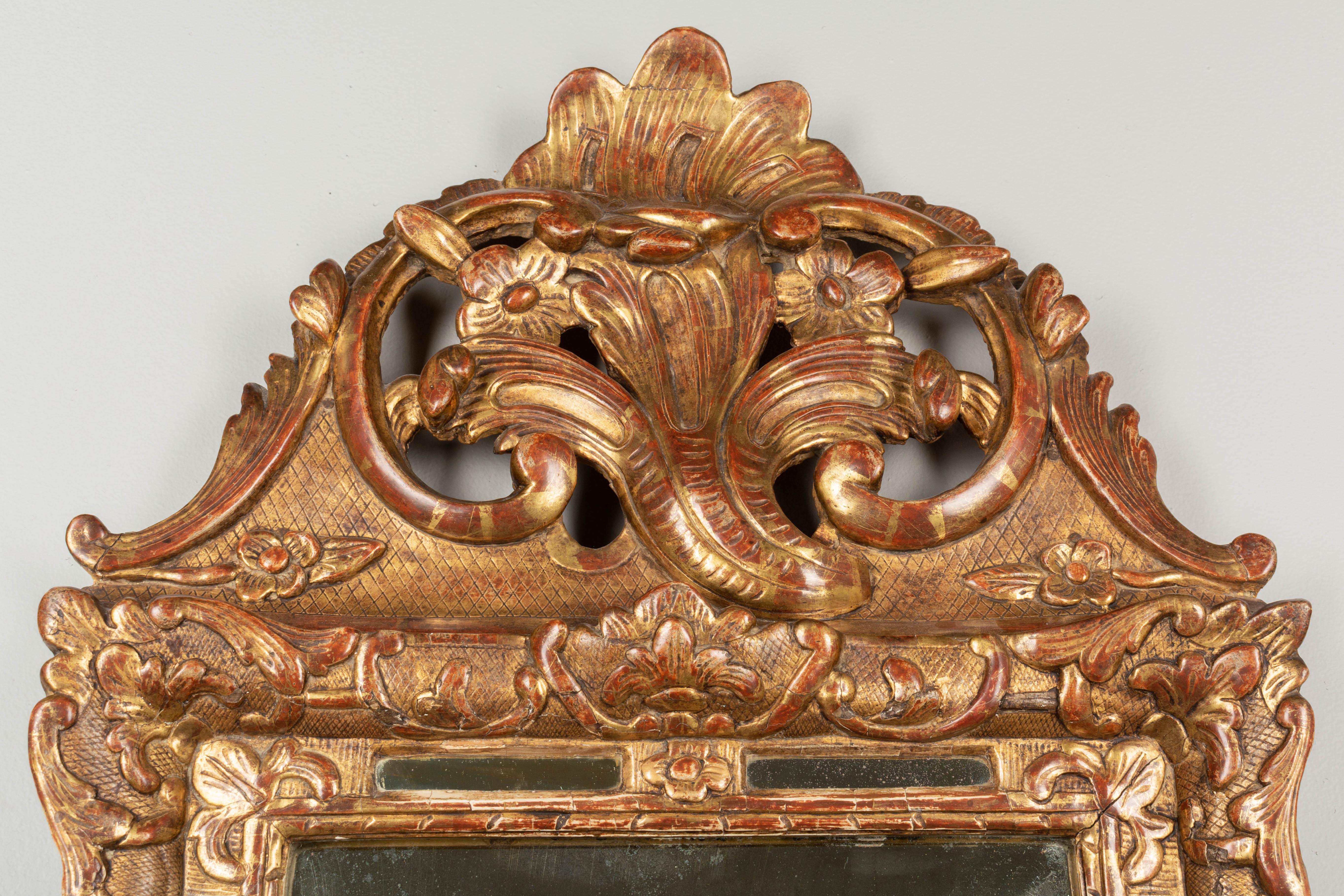 Hand-Crafted French Regence Style Gilded Parclose Mirror