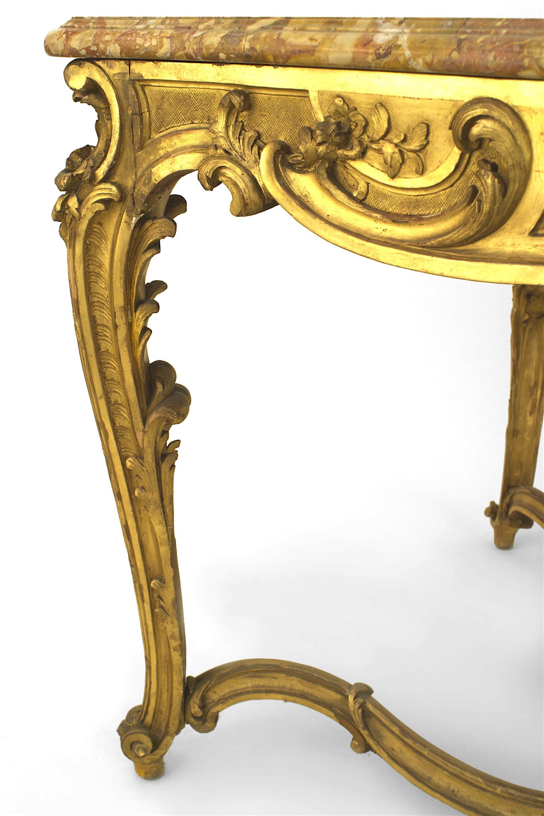 Régence French Regence Style Gilt Center Table with Marble Top For Sale