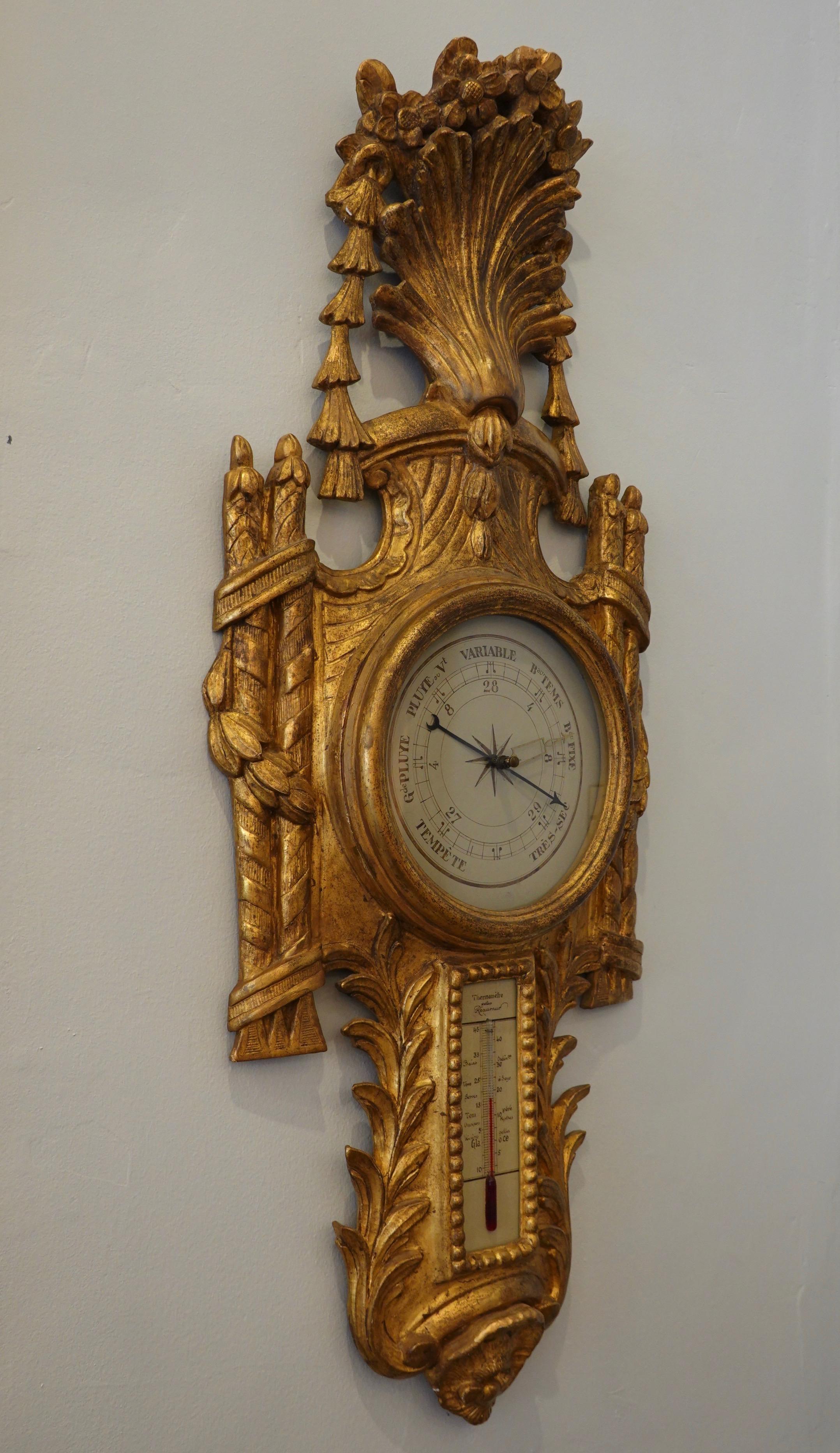 French Regence Style Giltwood Barometer For Sale 6