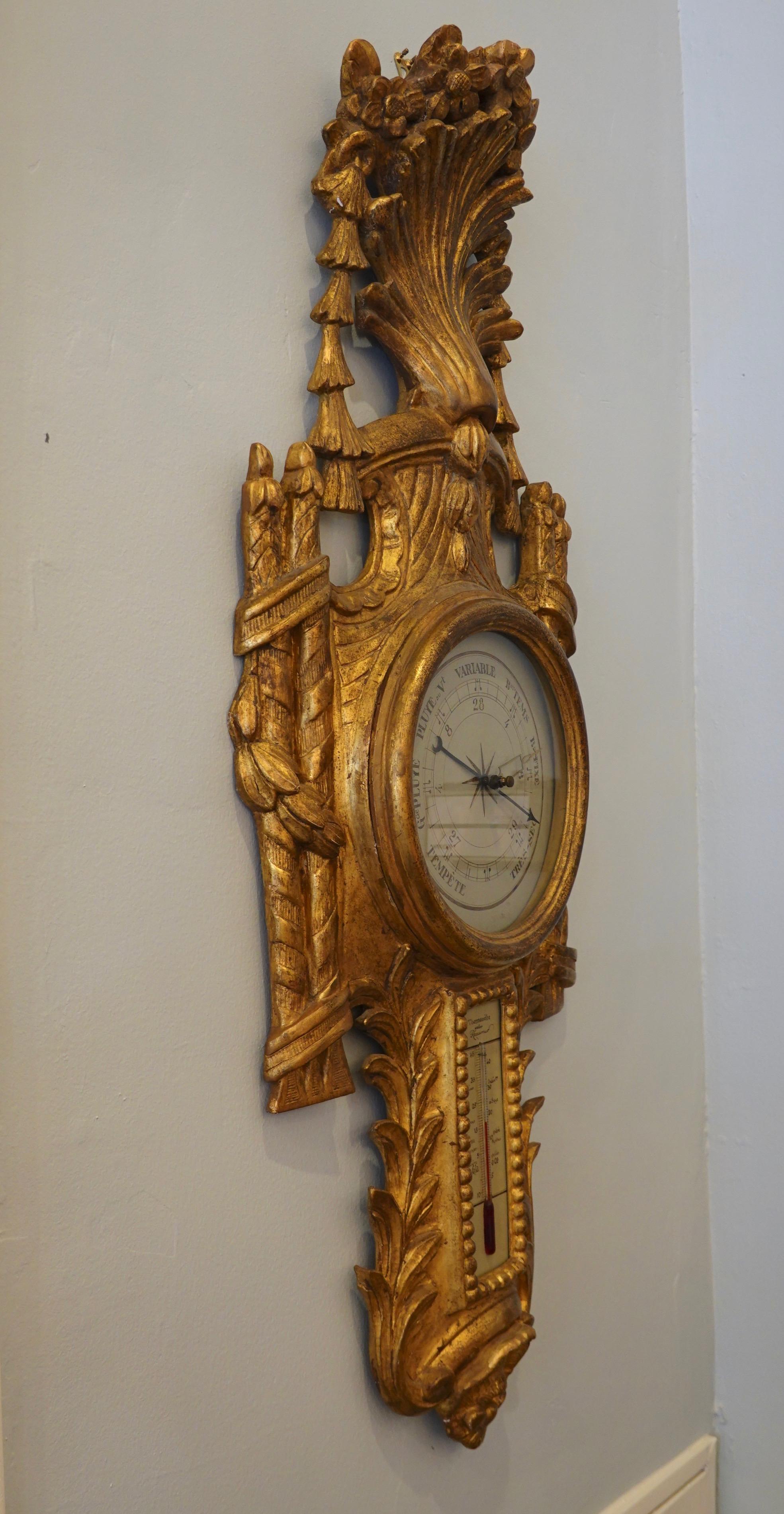 French Regence Style Giltwood Barometer For Sale 7