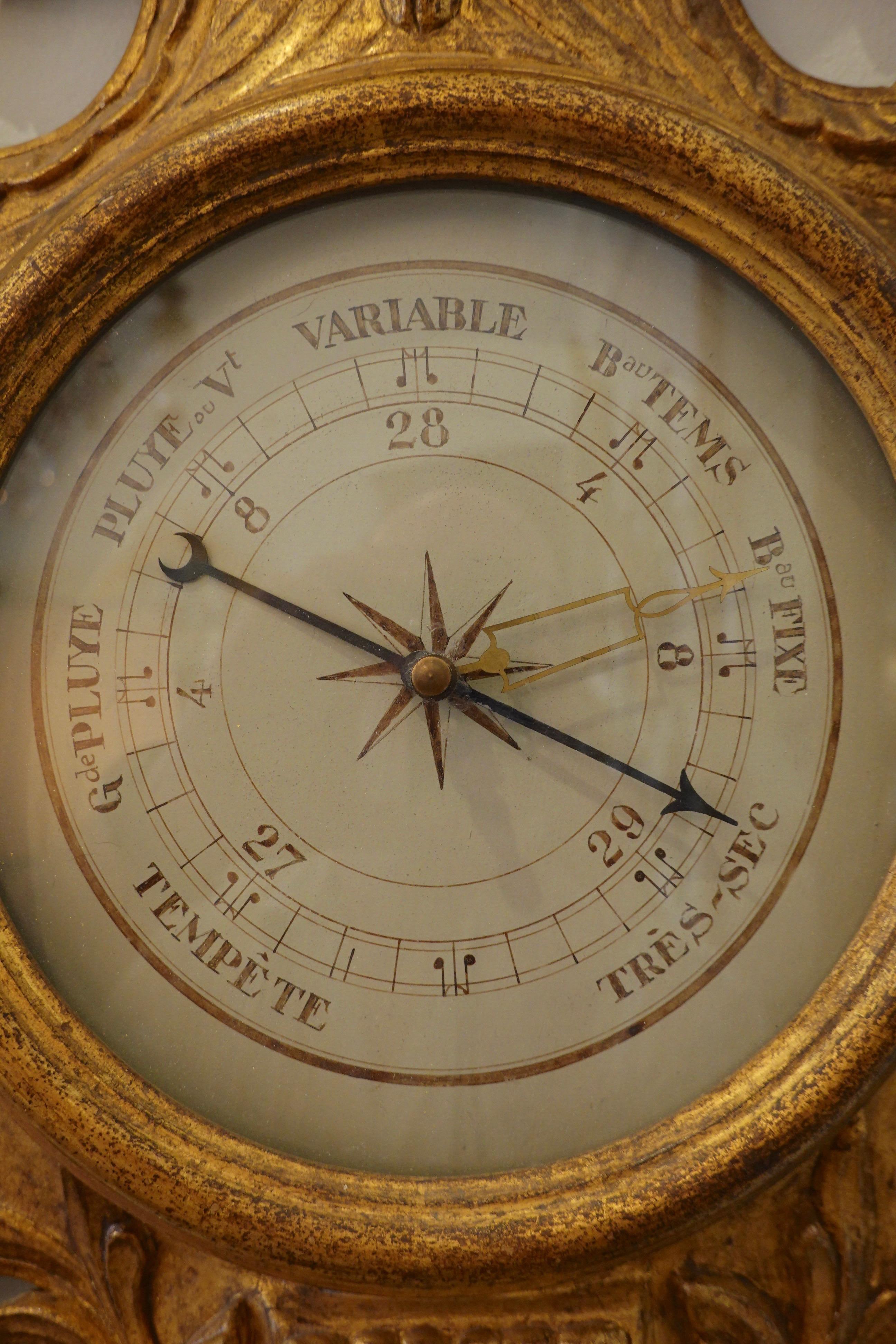 Französisch Regence Stil Giltwood Barometer (Régence) im Angebot
