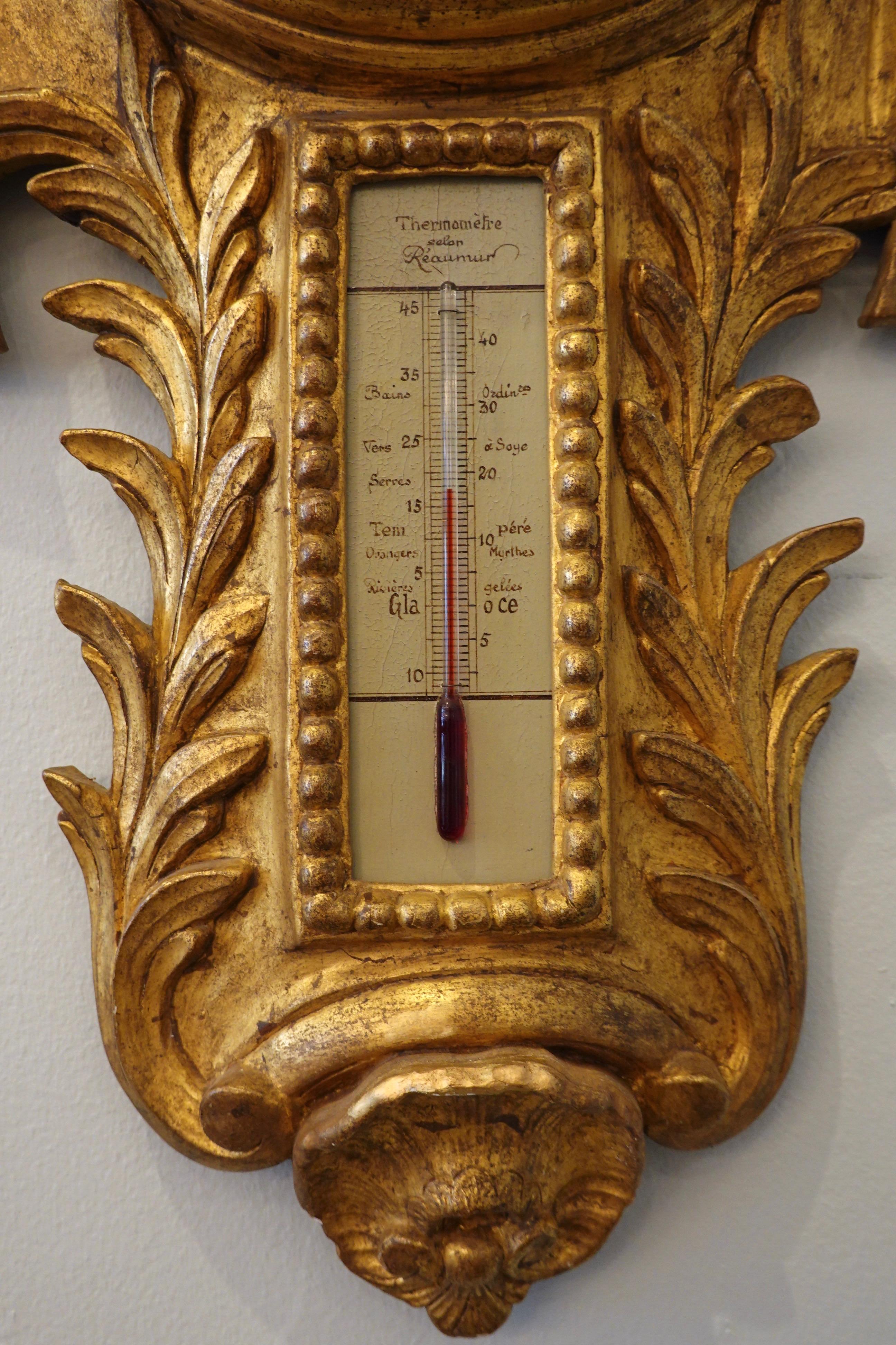 19th Century French Regence Style Giltwood Barometer For Sale