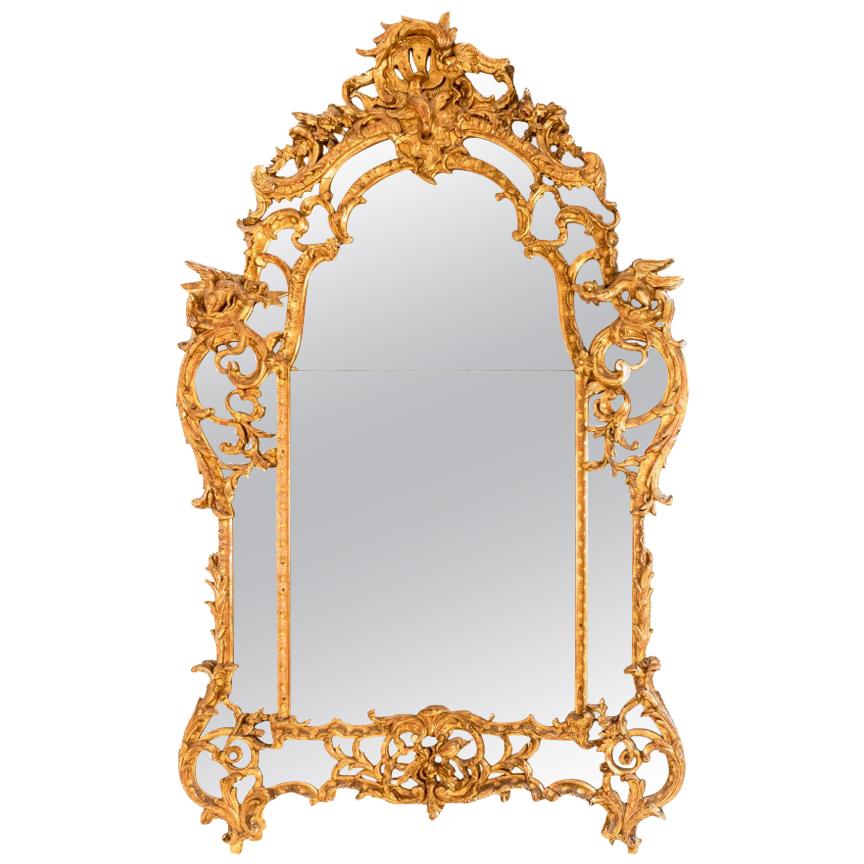 French Regence Style Giltwood Mirror, 18th Century