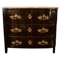 French Régence Style Marquetry Commode Dresser, Marble Top, Bronze Mounts