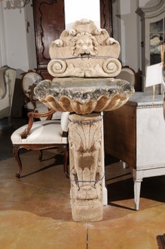 French Régence Style Reconstituted Stone Fountain with Lion Heads, 20th Century