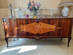 French Regence Style Rosewood Enfilade Sideboard, Marquetry, 1950s